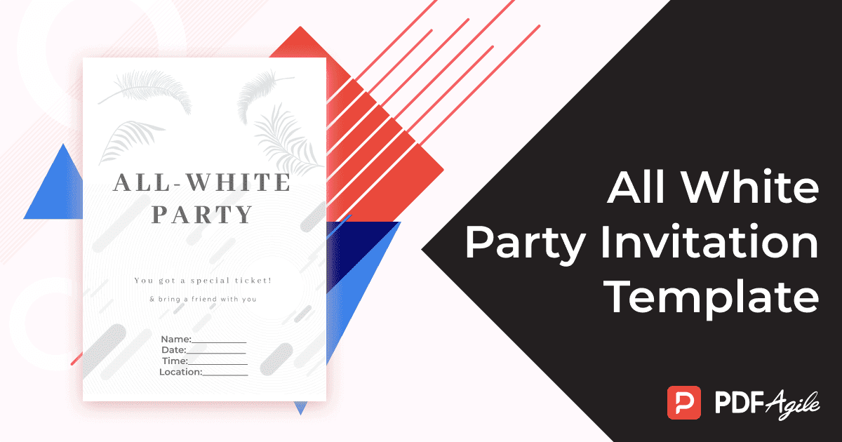 All White Party Invitation Template