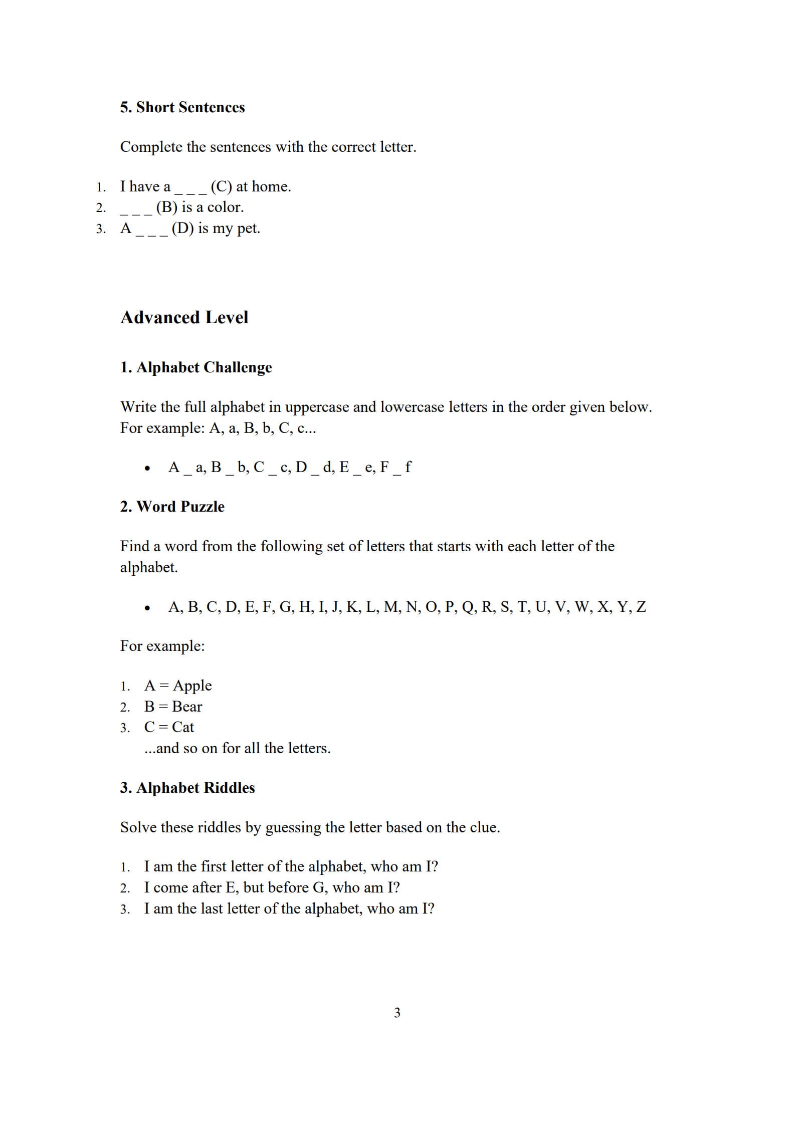Alphabet Worksheet 3