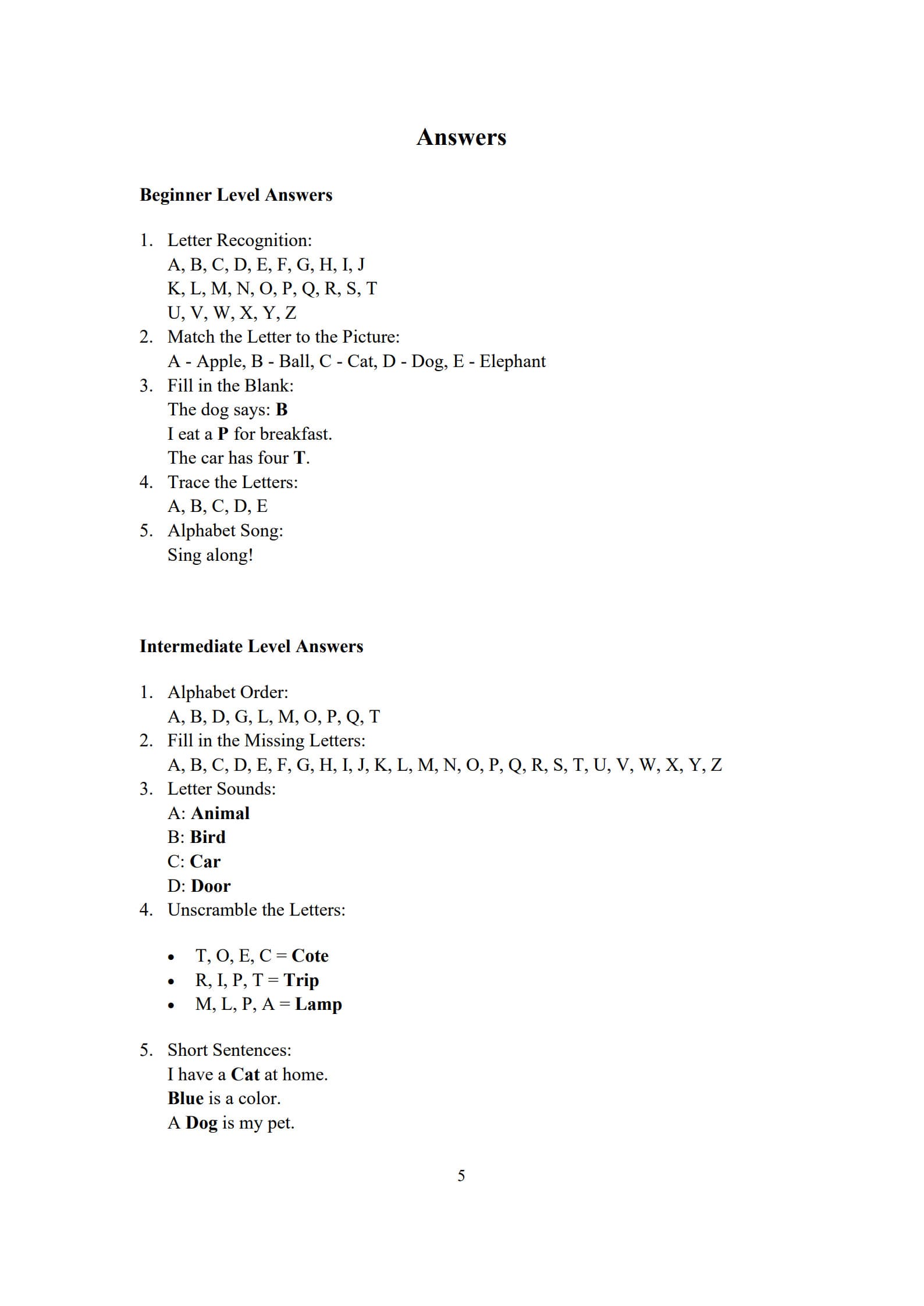 Alphabet Worksheet 5