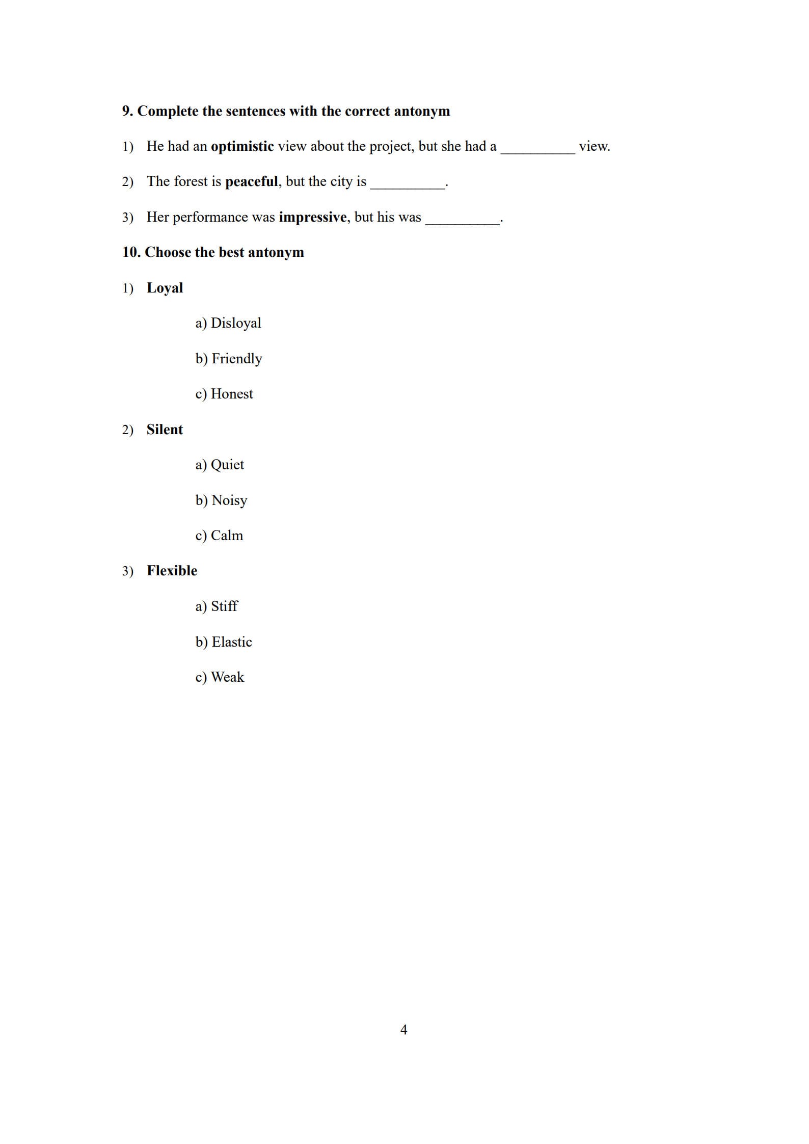 Antonyms Worksheet 4