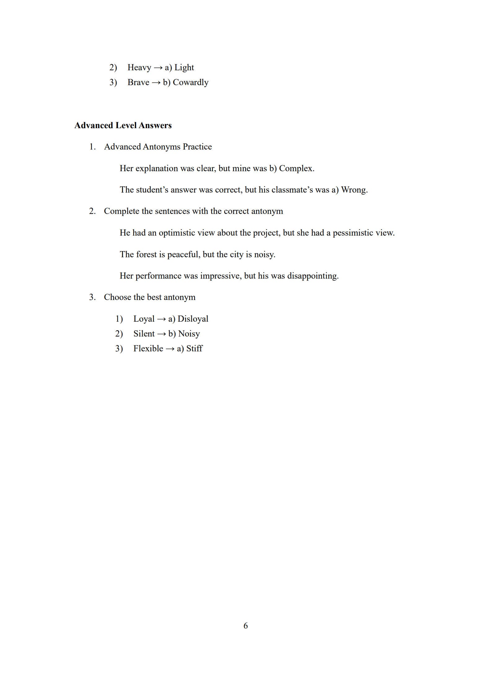 Antonyms Worksheet 6