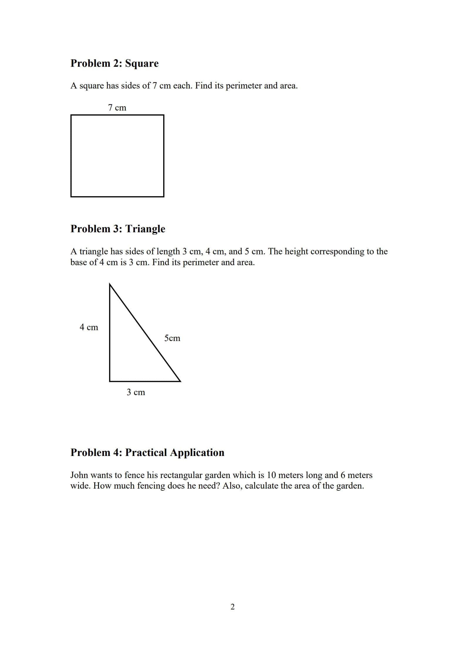 Area and Perimeter Worksheet 2