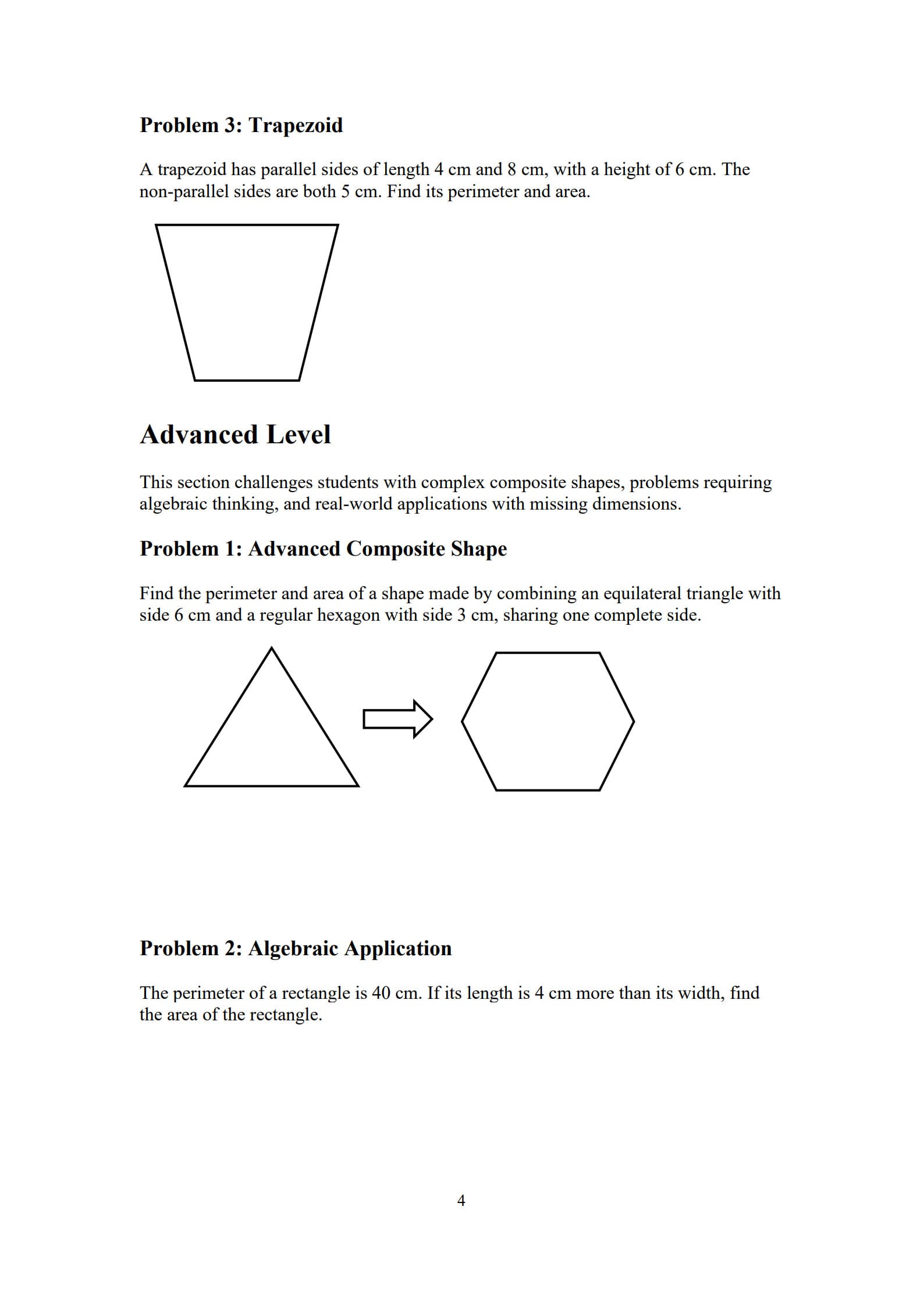 Area and Perimeter Worksheet 4