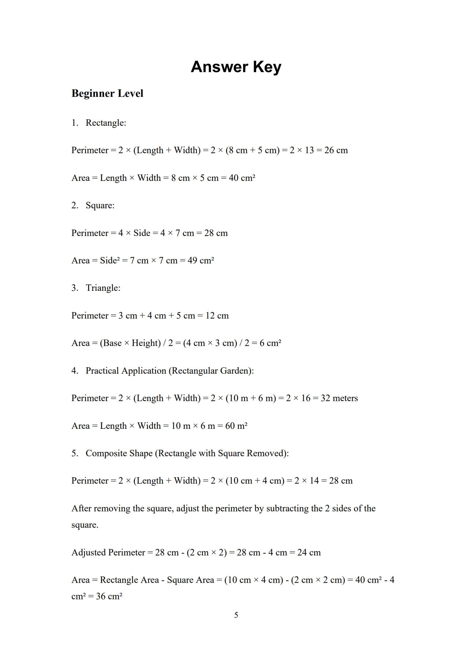 Area and Perimeter Worksheet 5