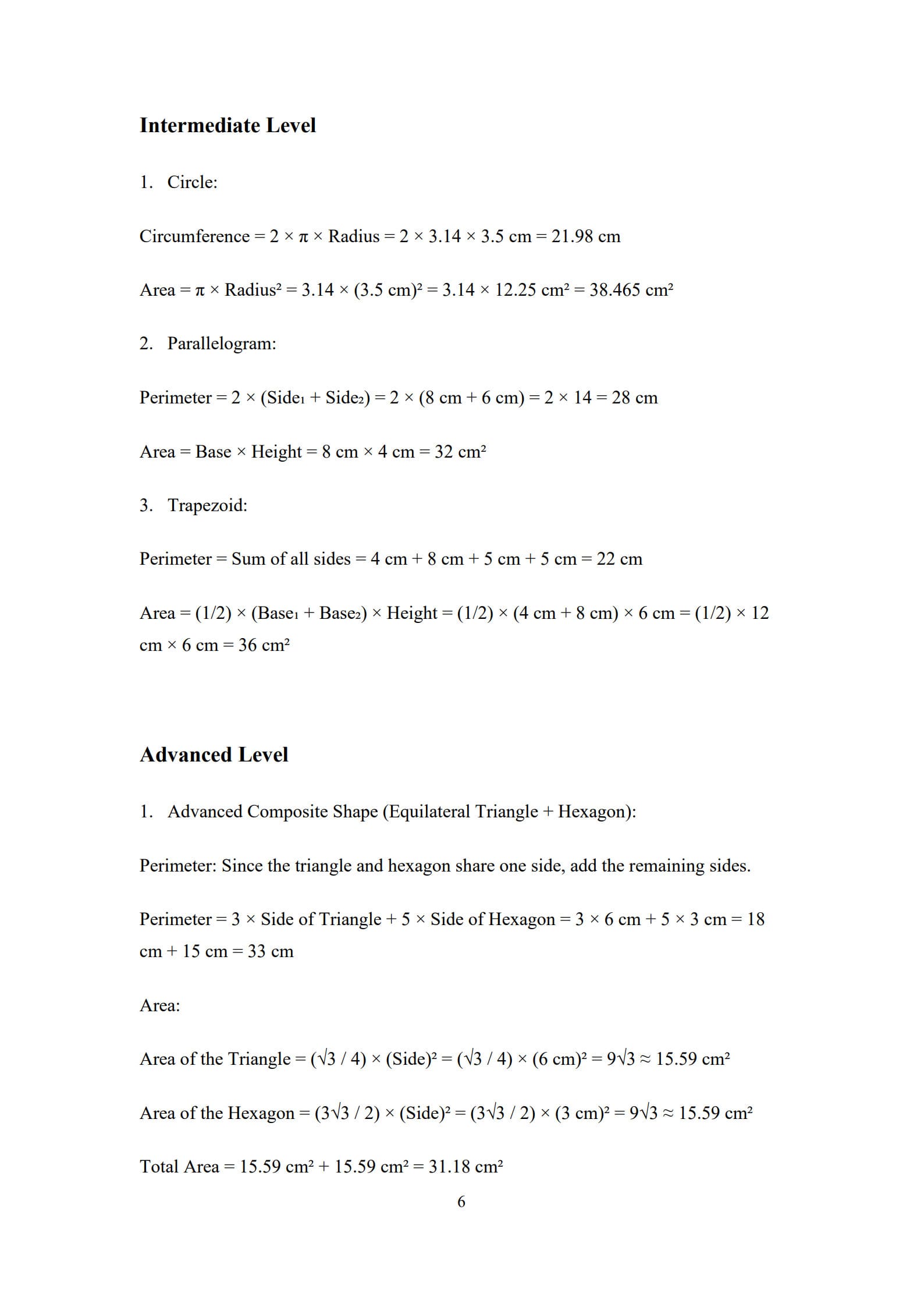 Area and Perimeter Worksheet 6