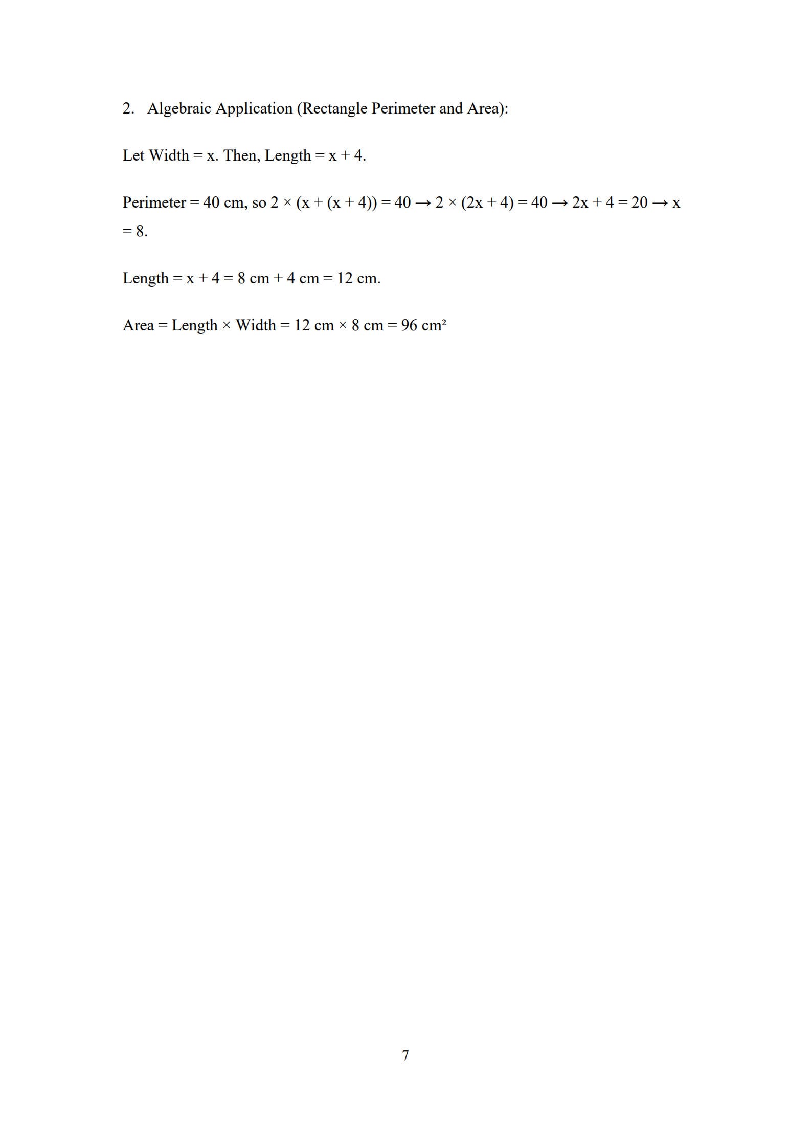 Area and Perimeter Worksheet 7