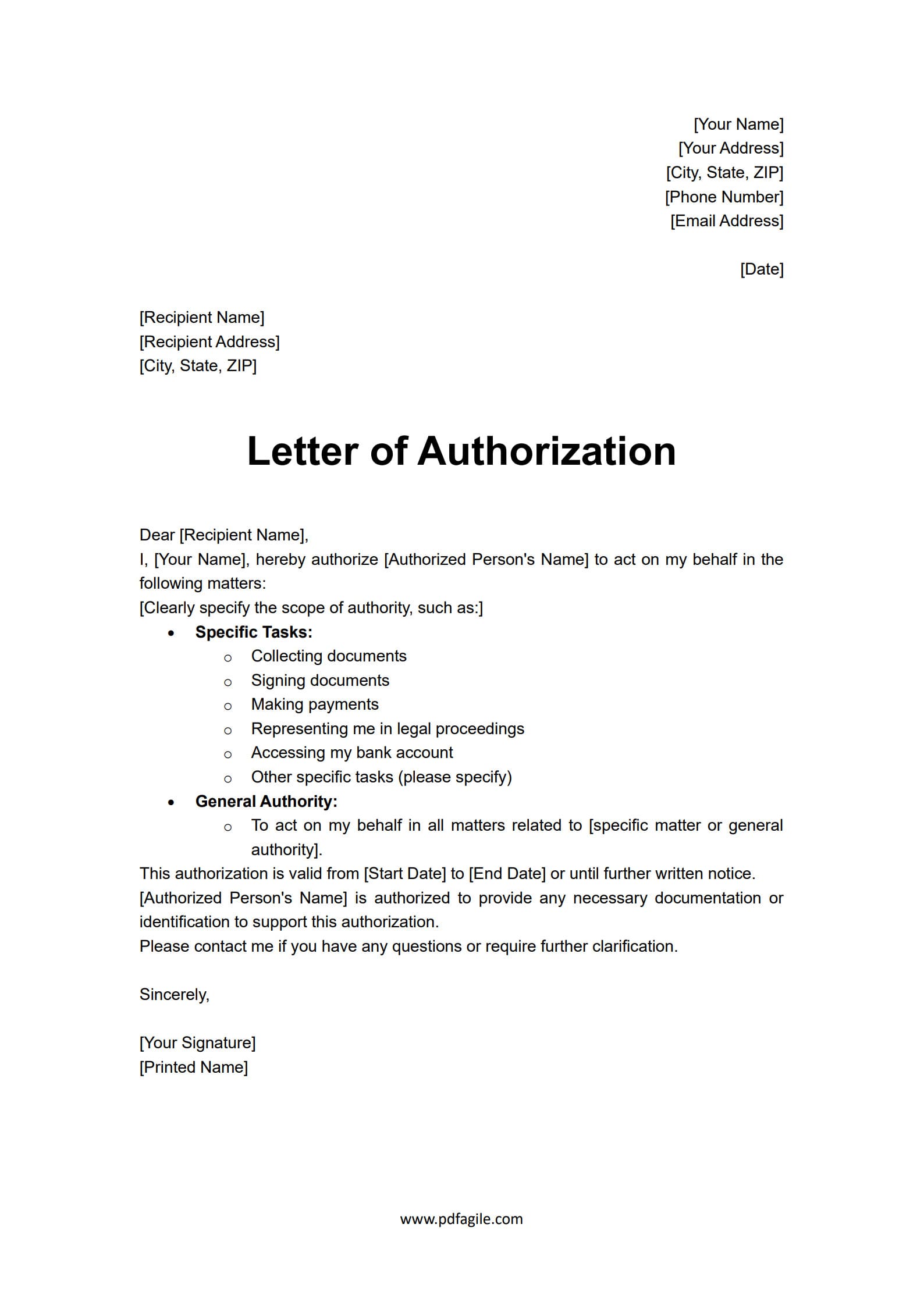 Authorization Letter Sample Templates And Tips