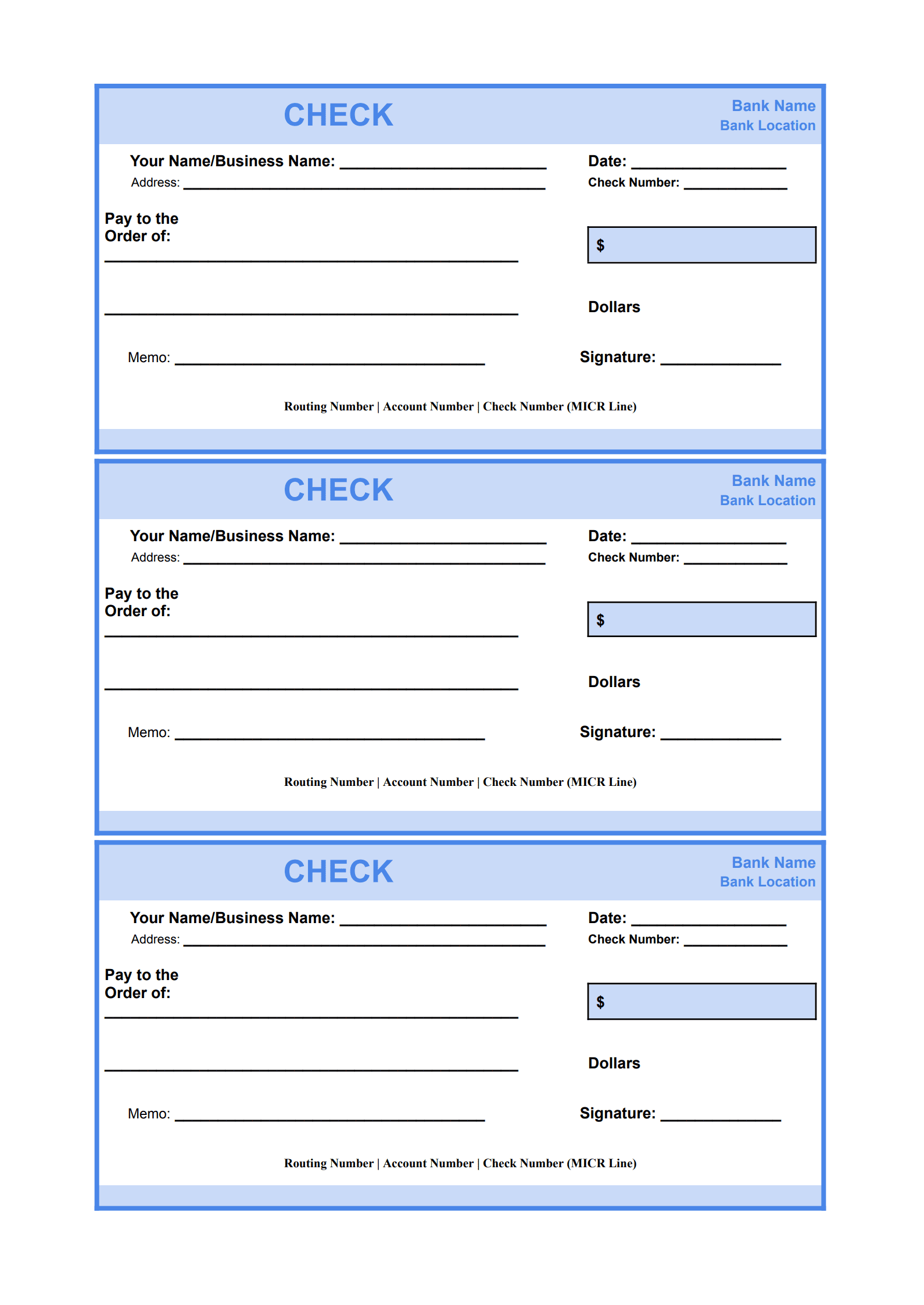 Blank Check Template