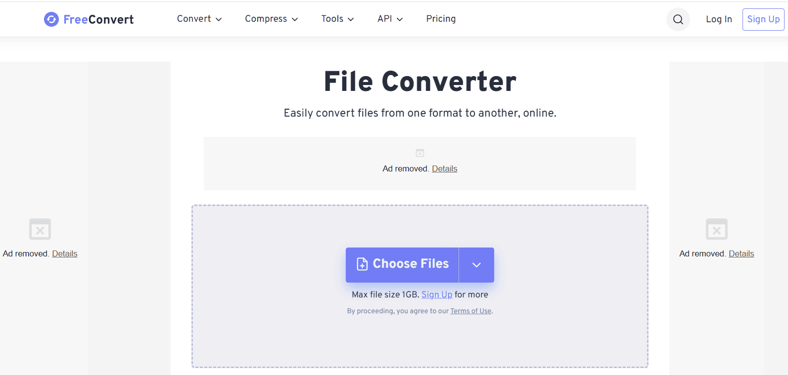 Captura de pantalla de  FreeConvert