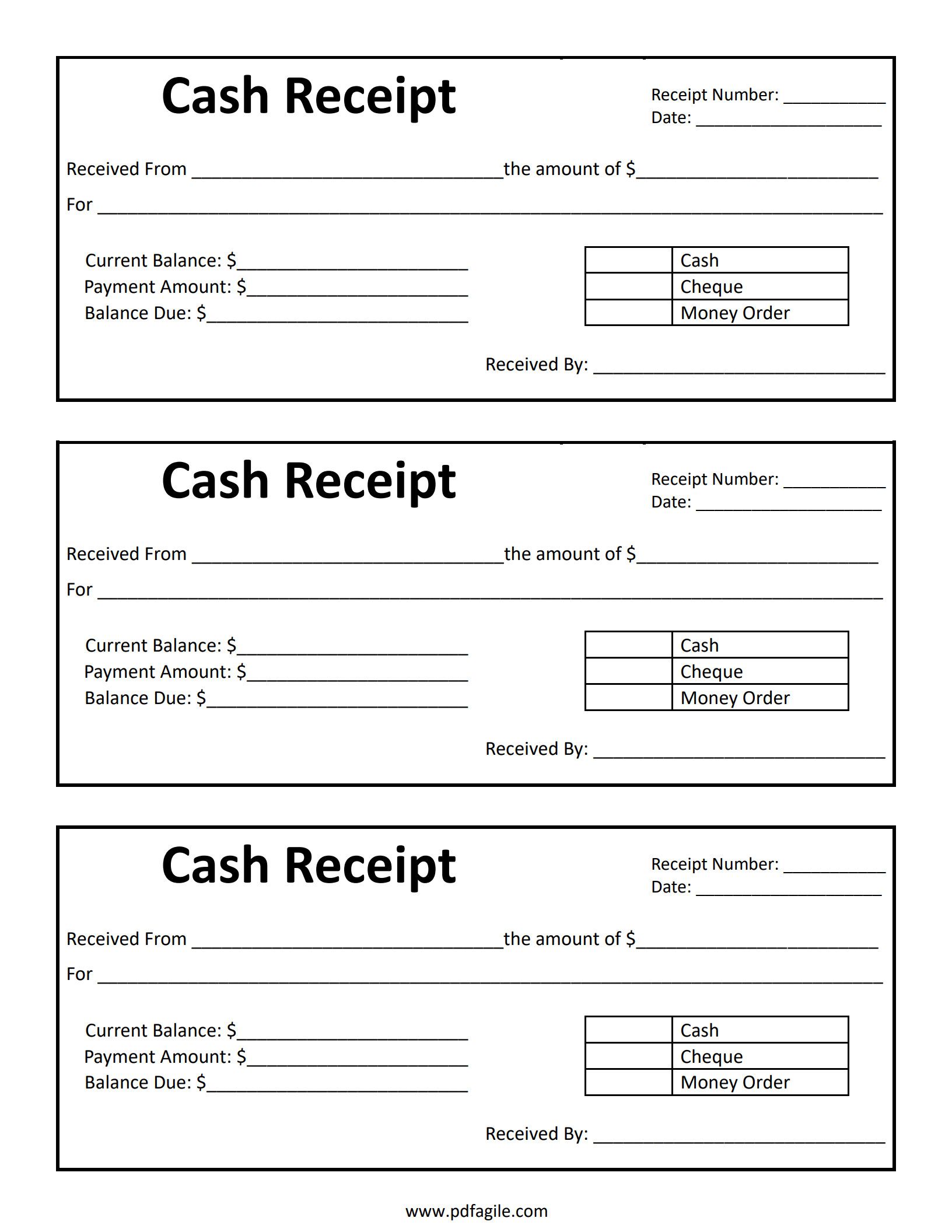 Cash Payment Receipt Template