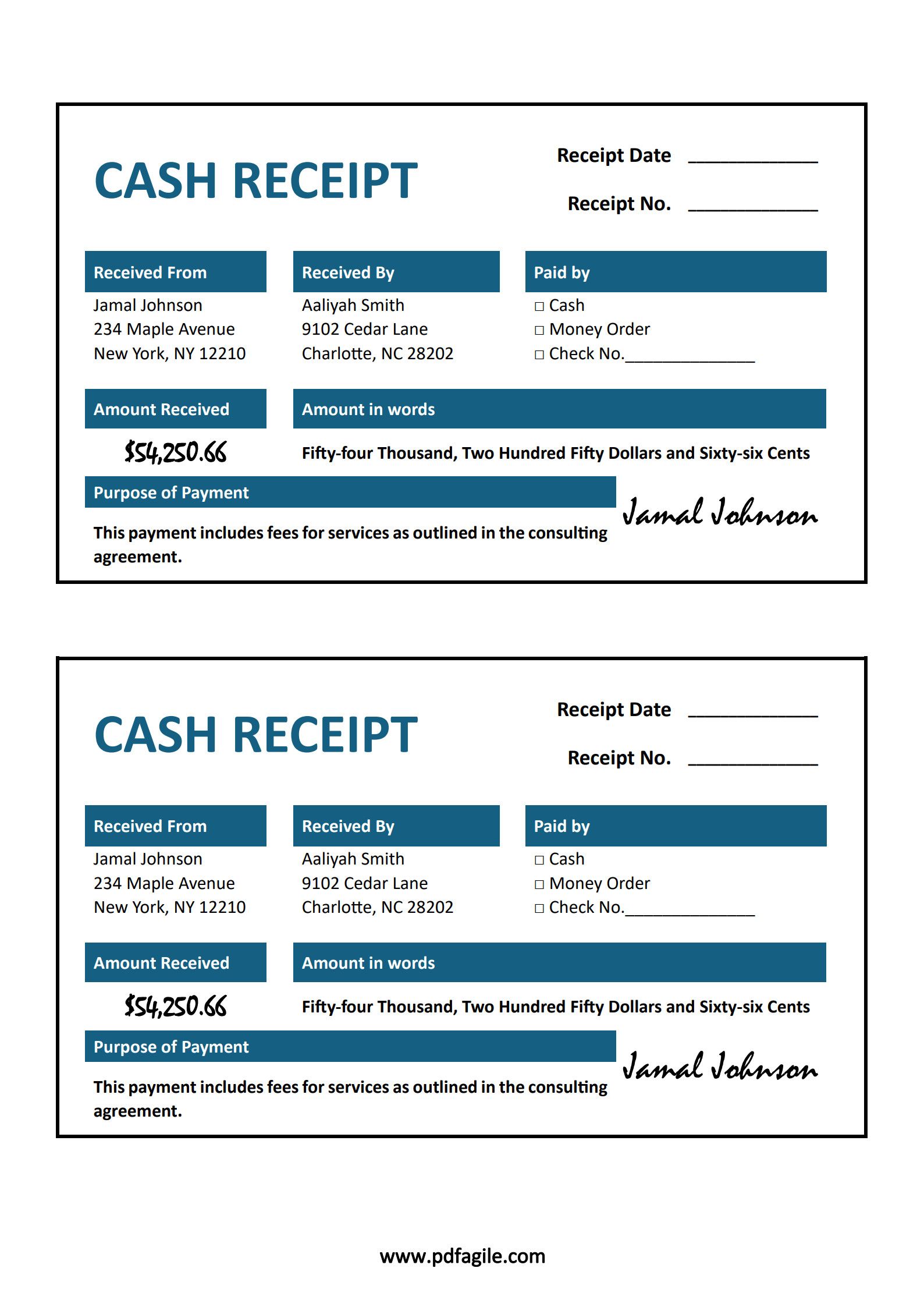 Bill Receipt Template PDF Agile