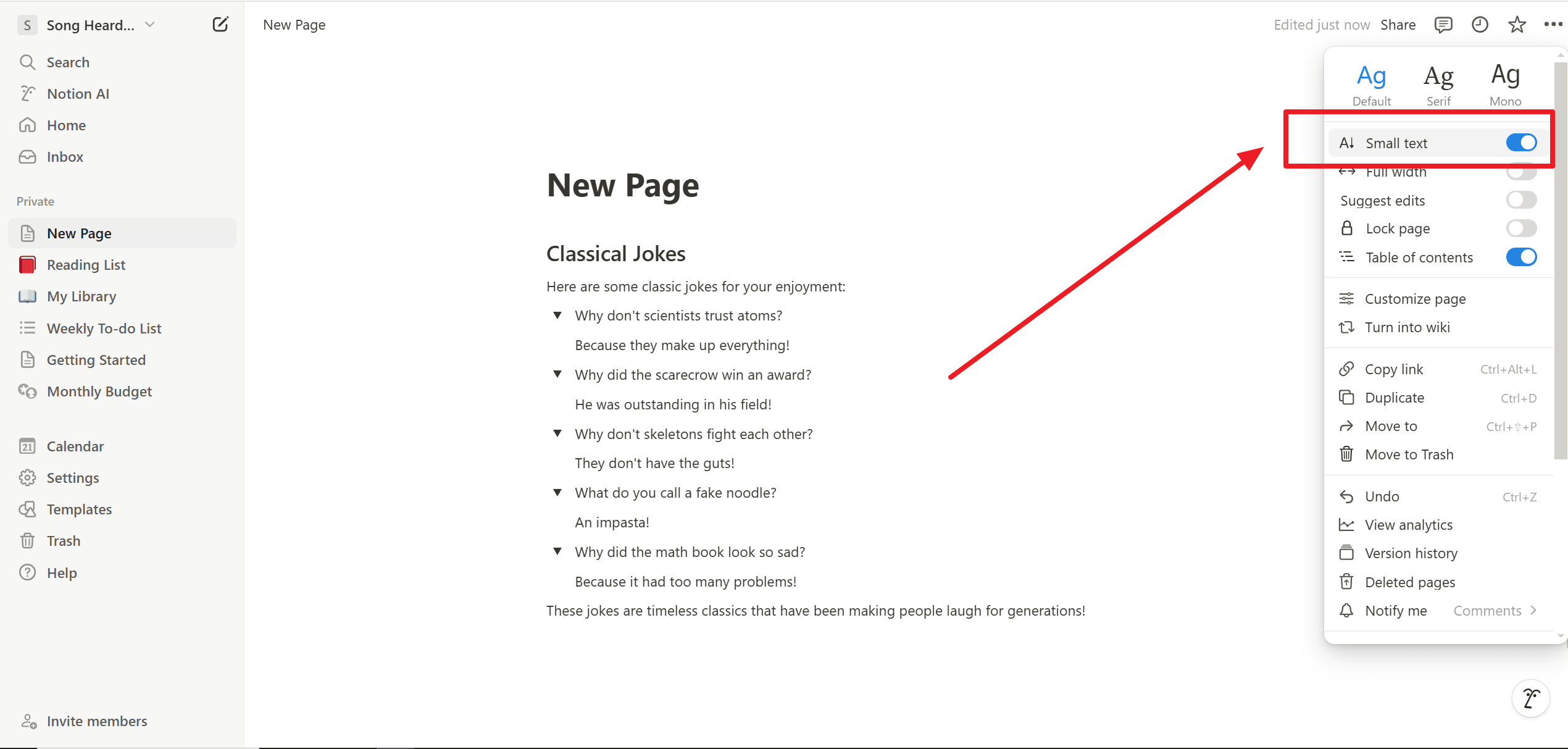 Changing Font Size in Notion