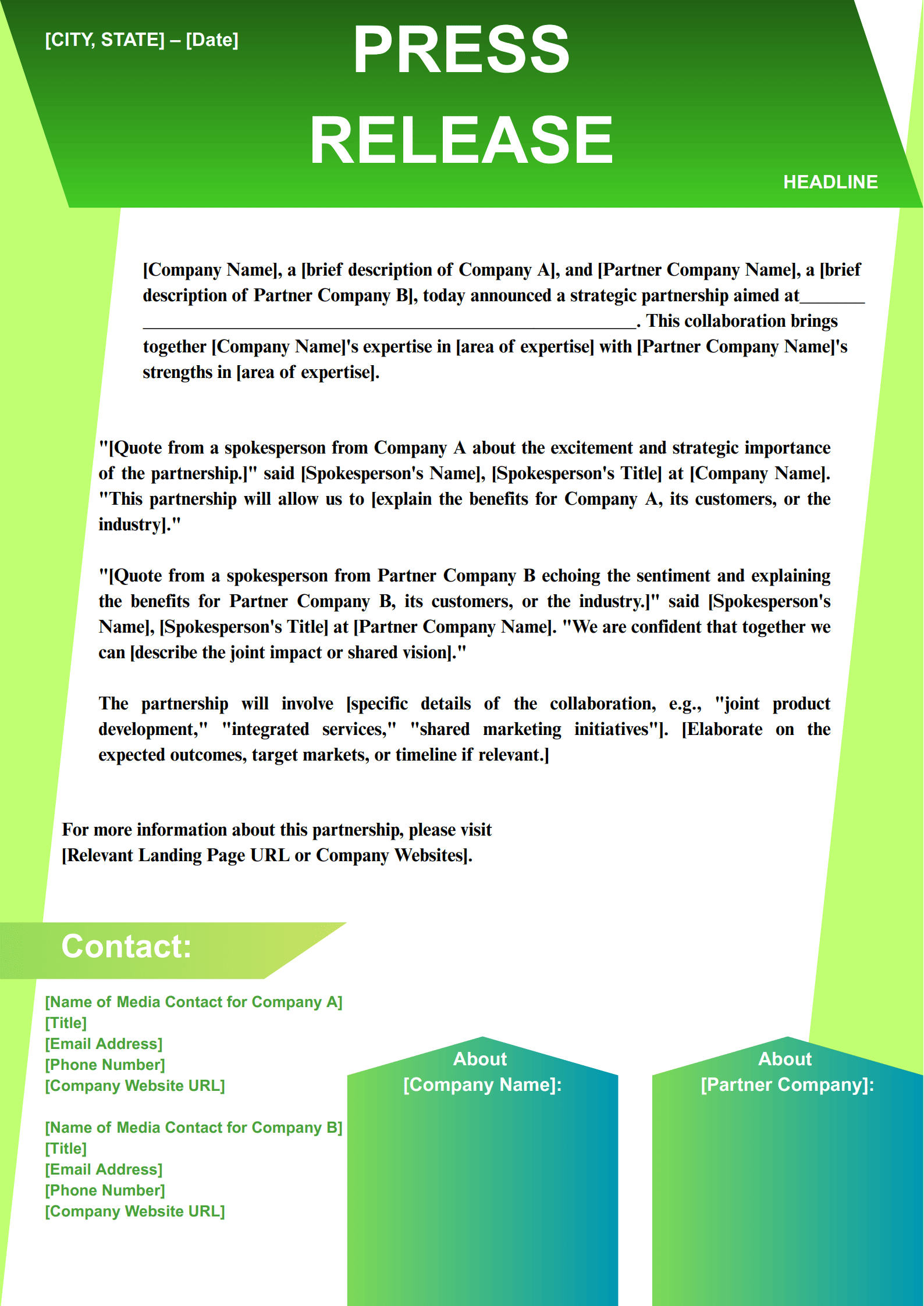 Collaboration Press Release Template