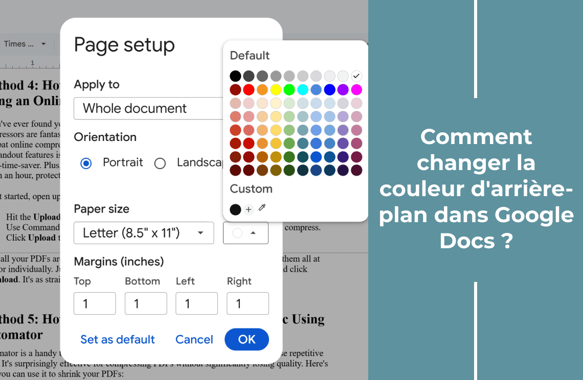 Comment changer la couleur d'arrière-plan dans Google Docs ?