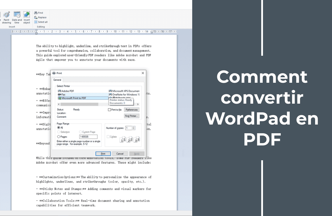 Comment convertir WordPad en PDF