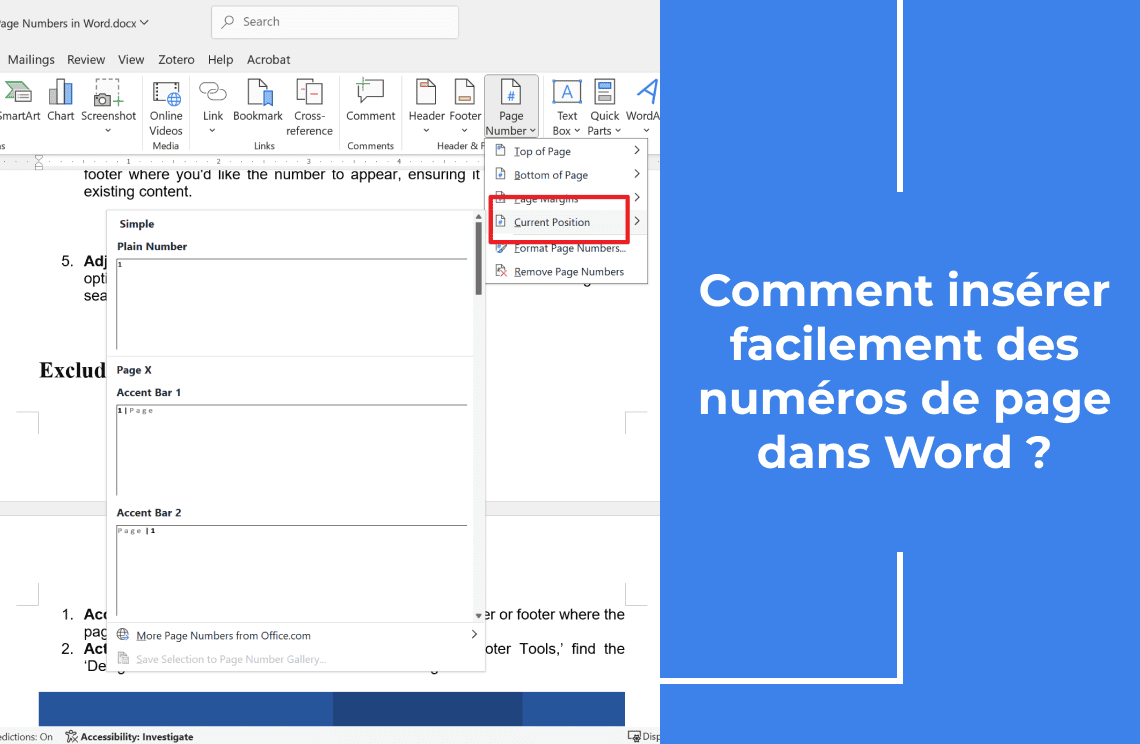 Comment insérer facilement des numéros de page dans Word ?