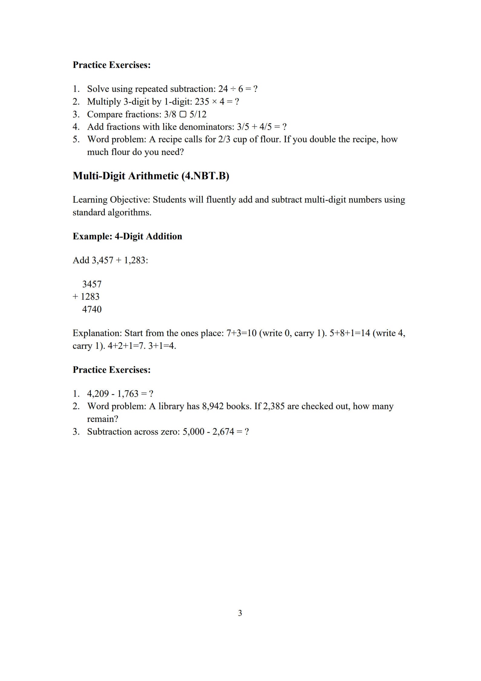 Common Core Math Practice Worksheets 3