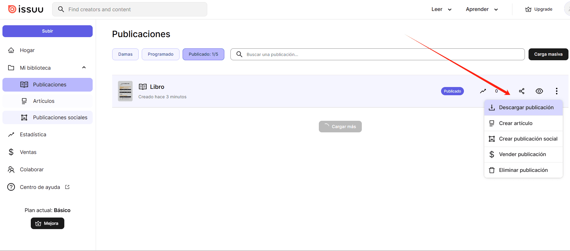 ¿Cómo dirigir la descarga en Issuu?