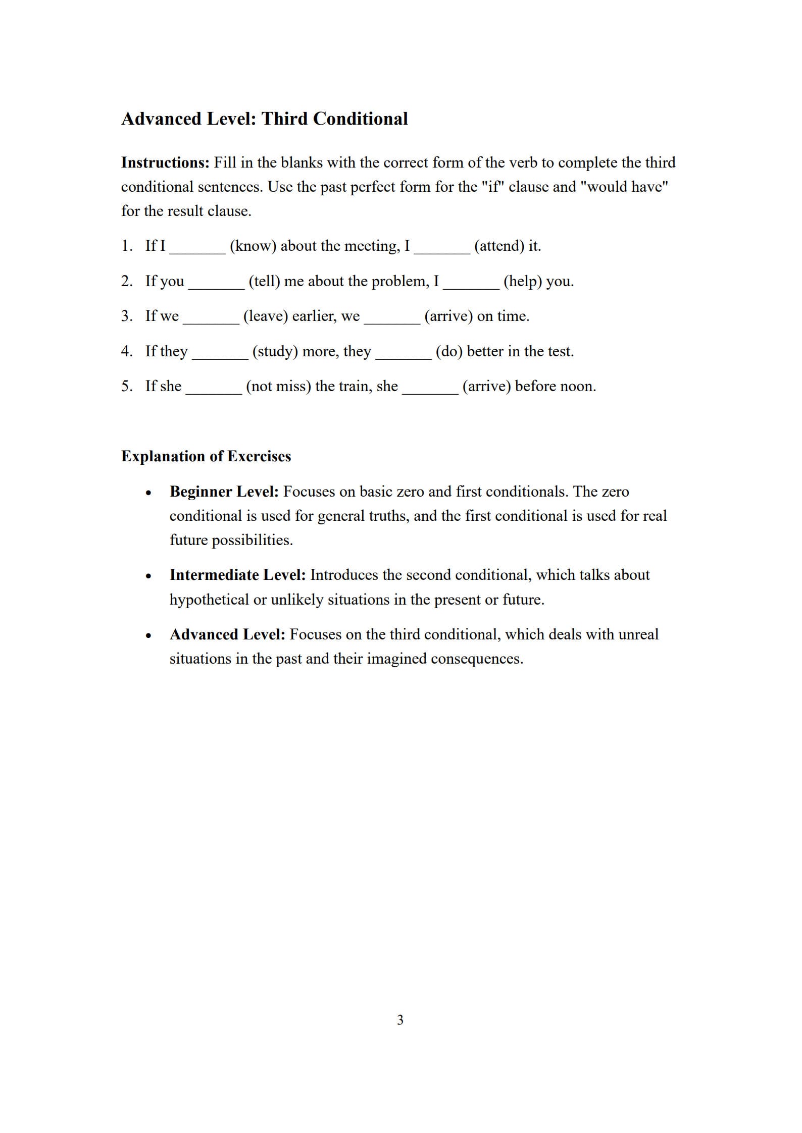 Conditional Sentences Worksheet 3