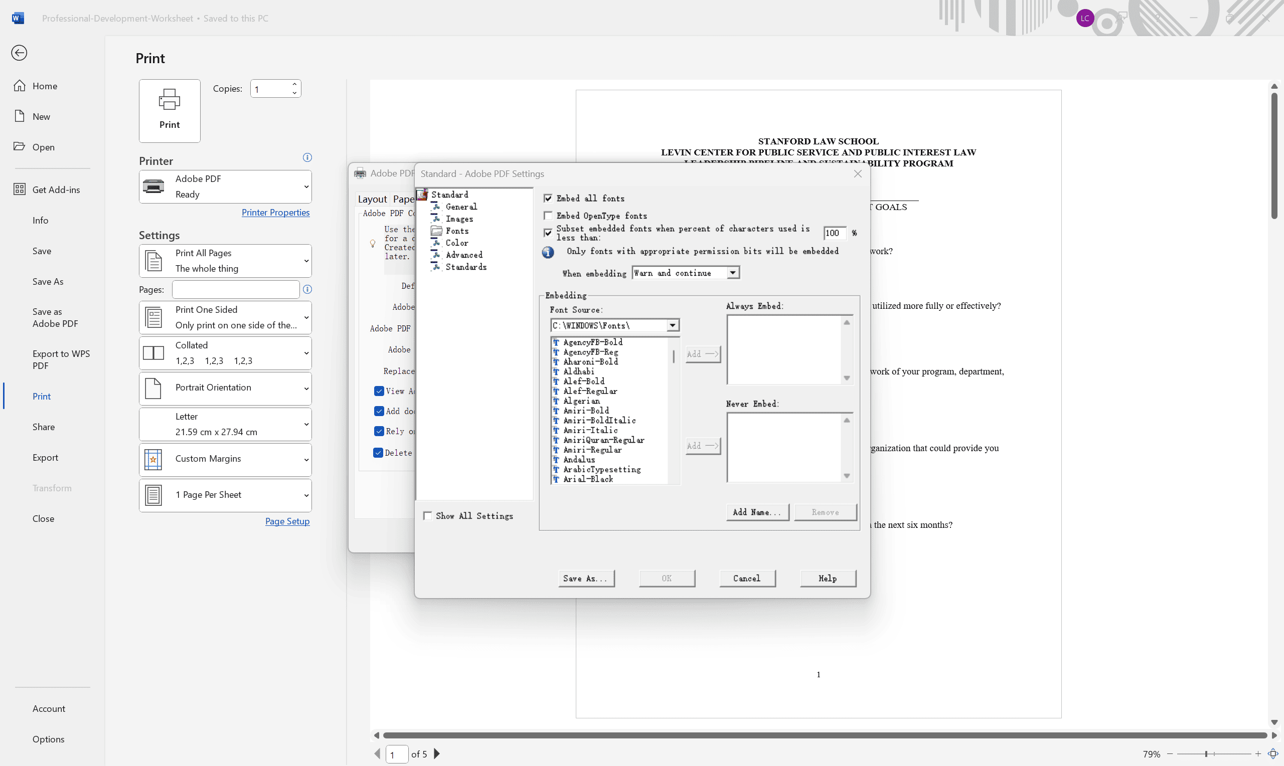 Configure Fonts in Adobe PDF Settings