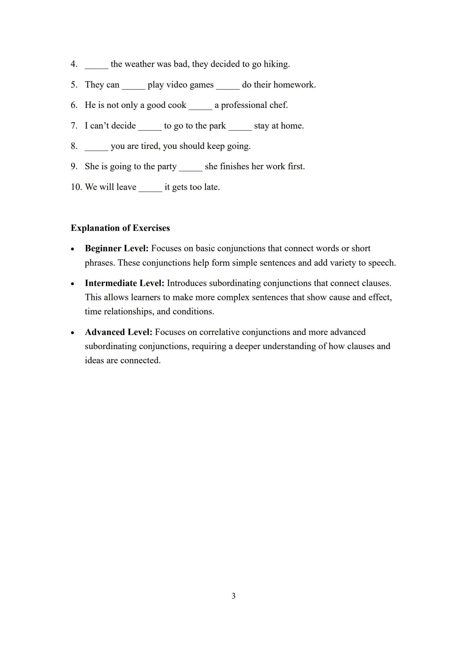 Conjunction Worksheet 3