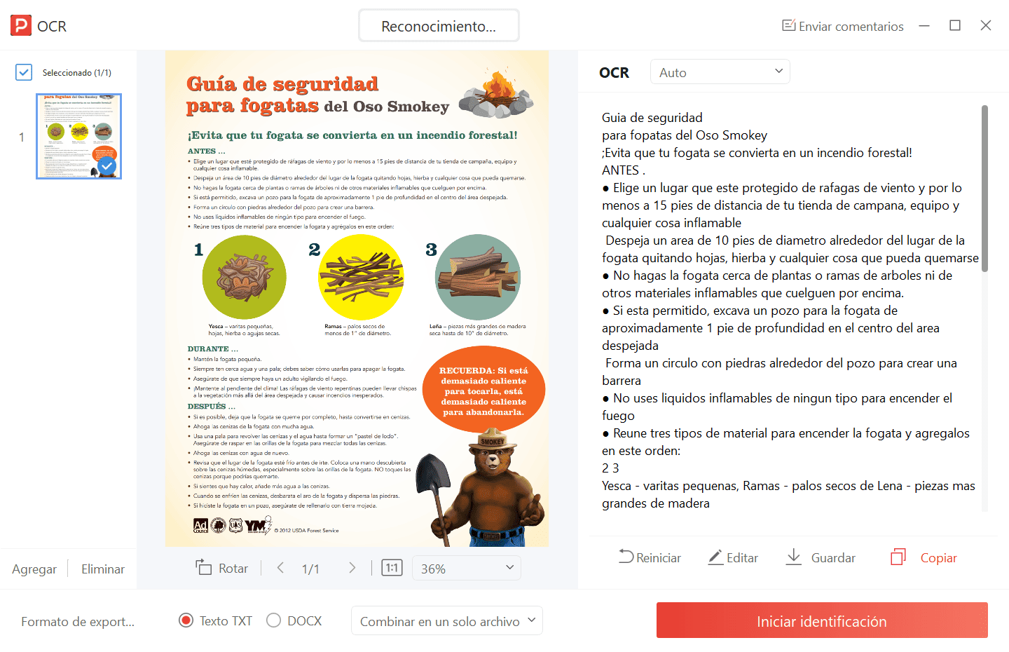 Copiar o guardar texto