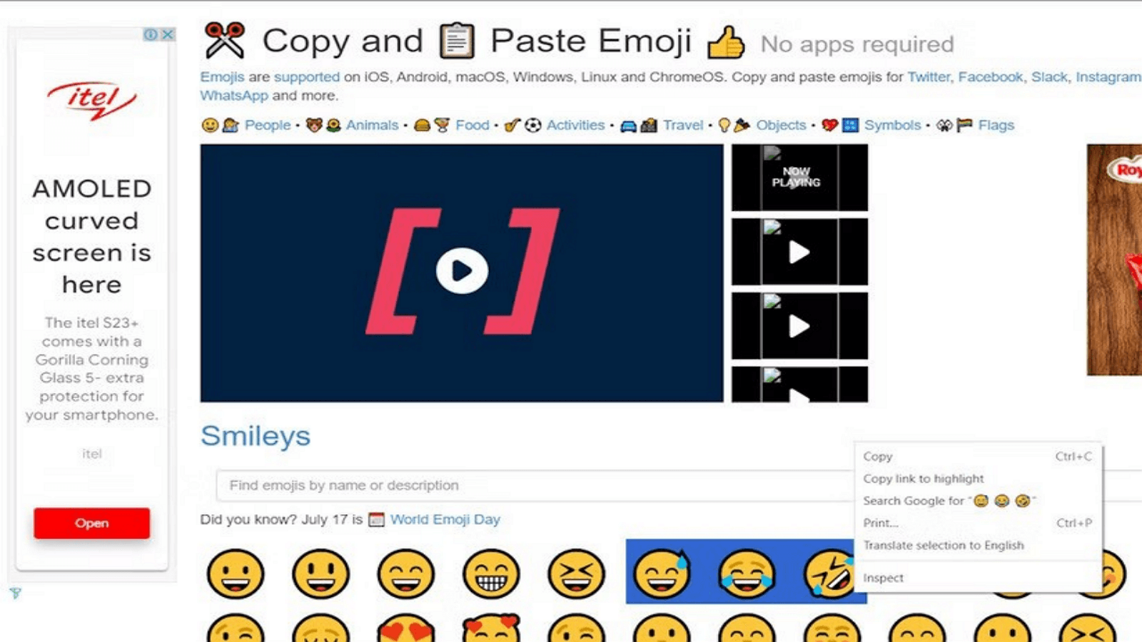 Copy and Paste Emojis