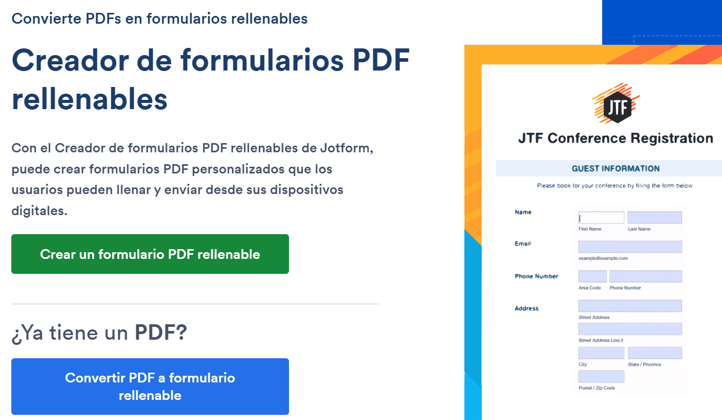 Creador de formularios PDF rellenables
