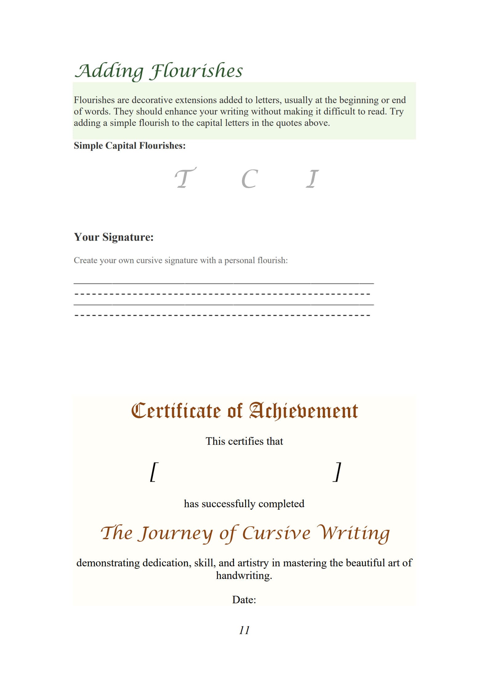 Cursive Writing Practice Sheets 11
