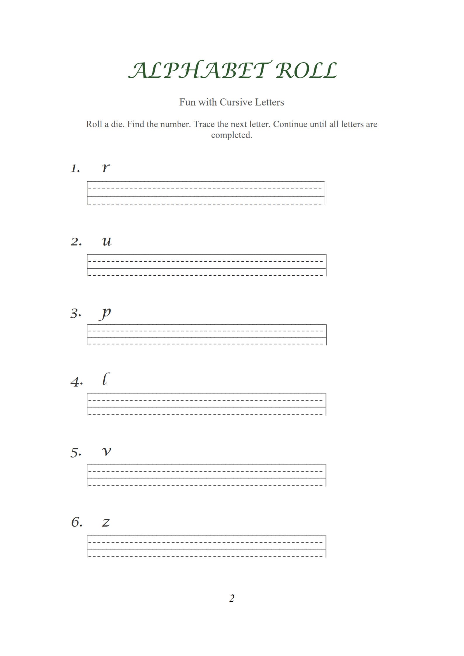 Cursive Writing Practice Sheets 2