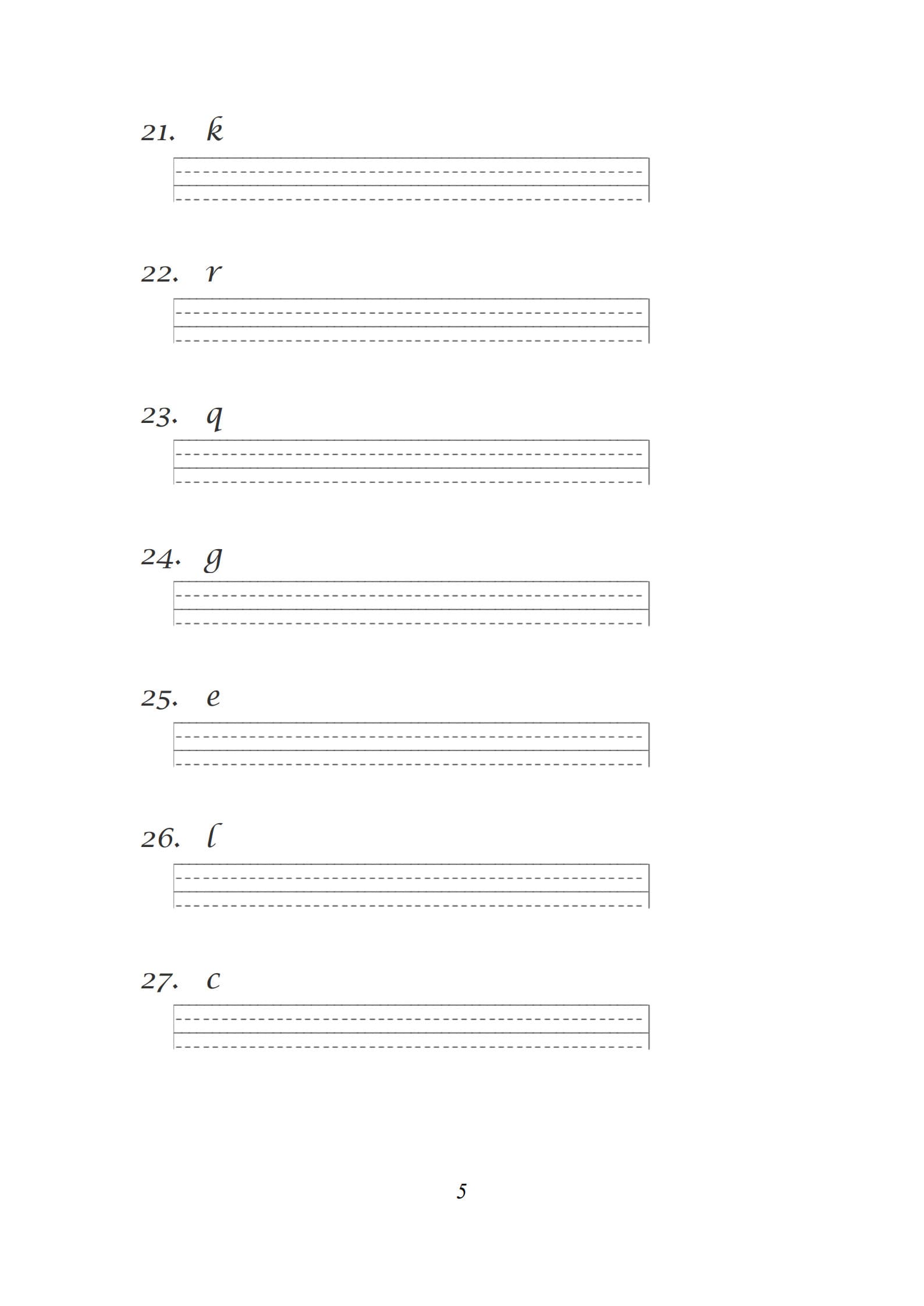Cursive Writing Practice Sheets 5