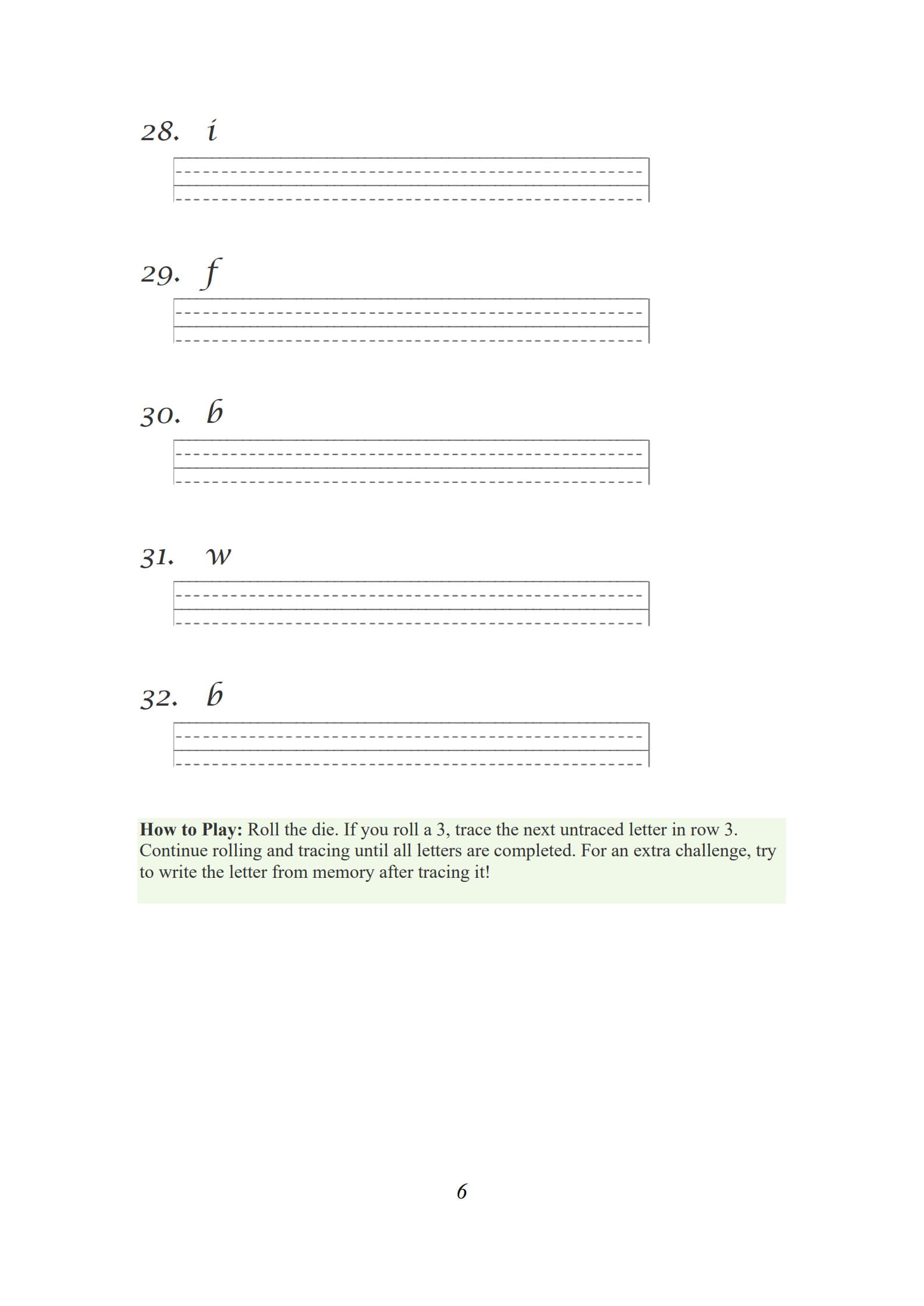 Cursive Writing Practice Sheets 6