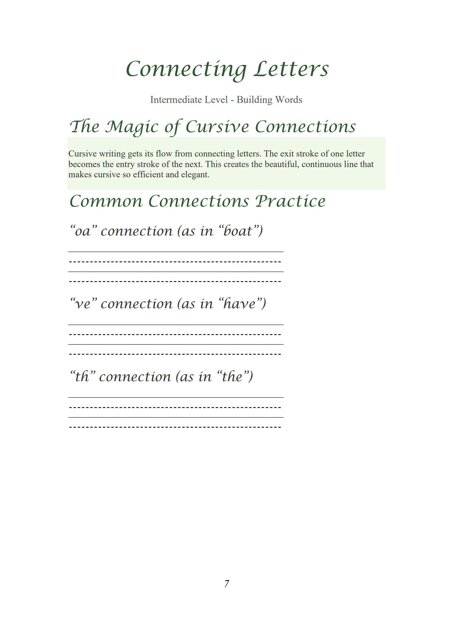 Cursive Writing Practice Sheets 7