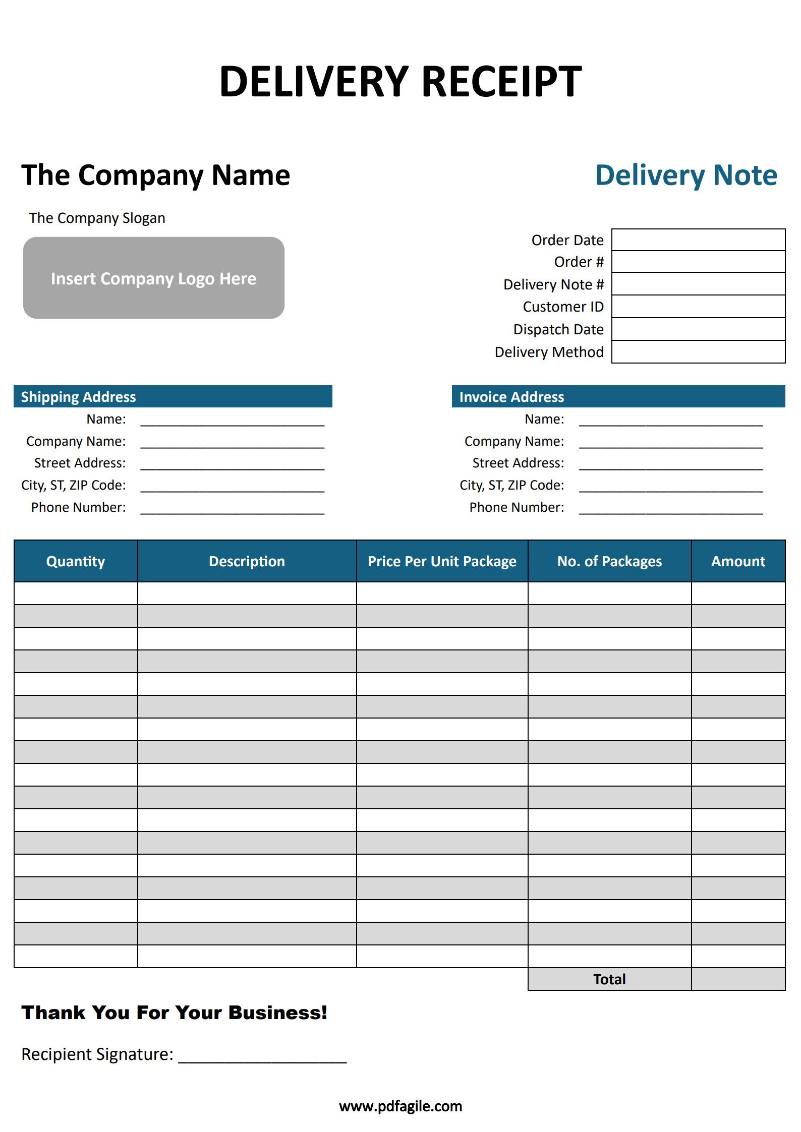 Delivery Receipt Template