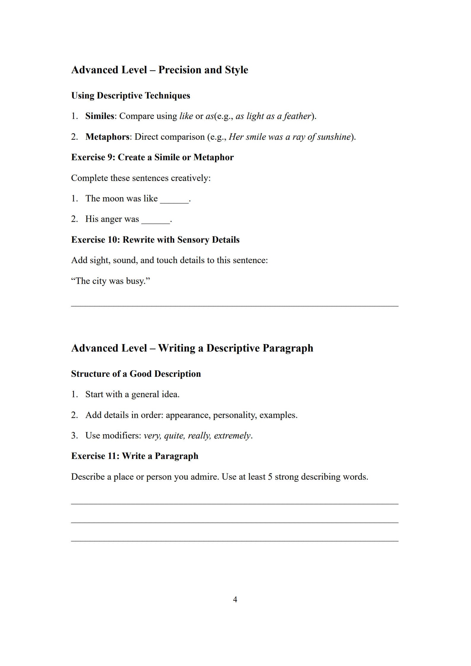 Describing Words Worksheet 4