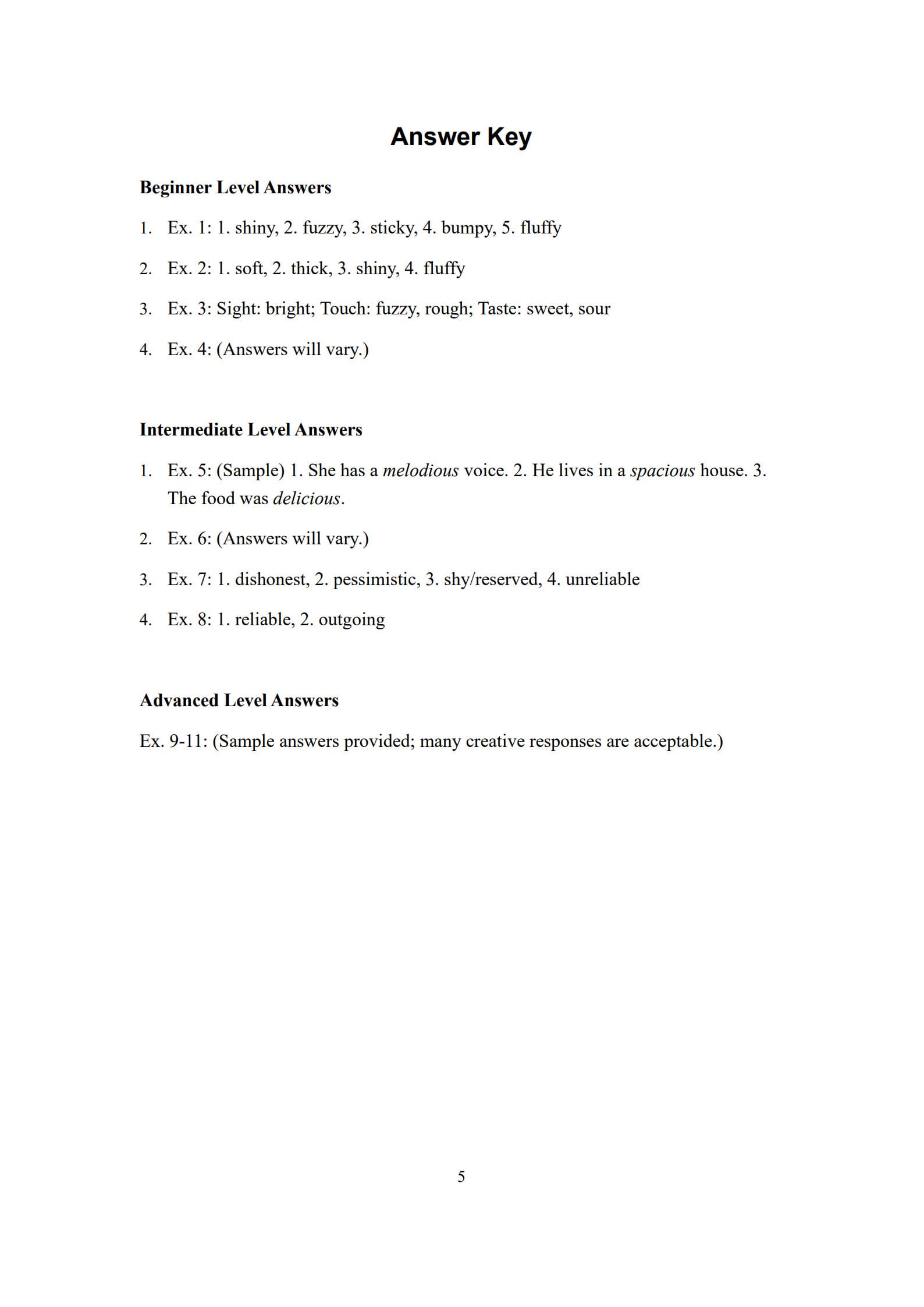 Describing Words Worksheet 5