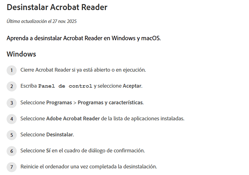 Desinstalar Adobe Acrobat