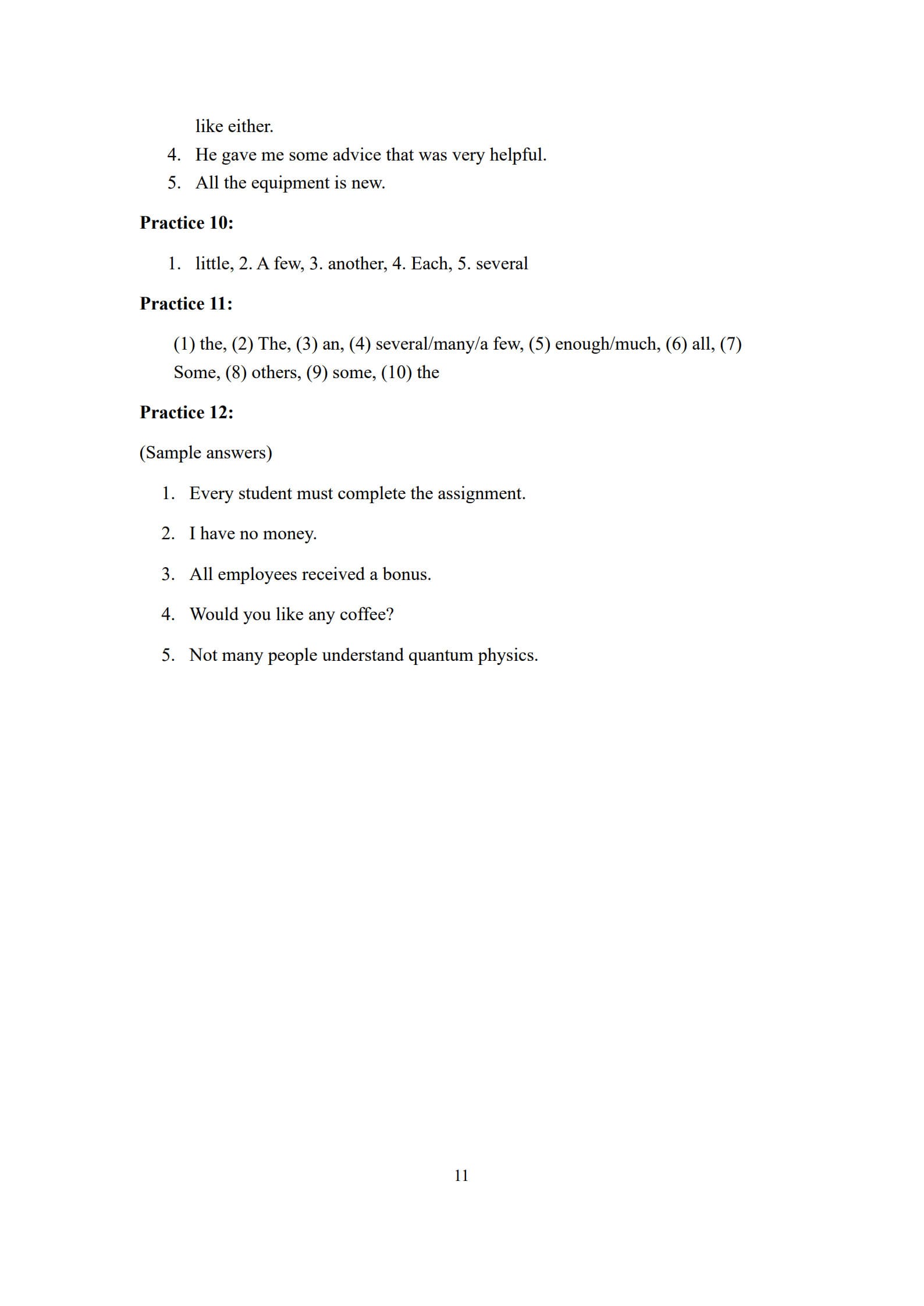 Determiners Worksheet 11