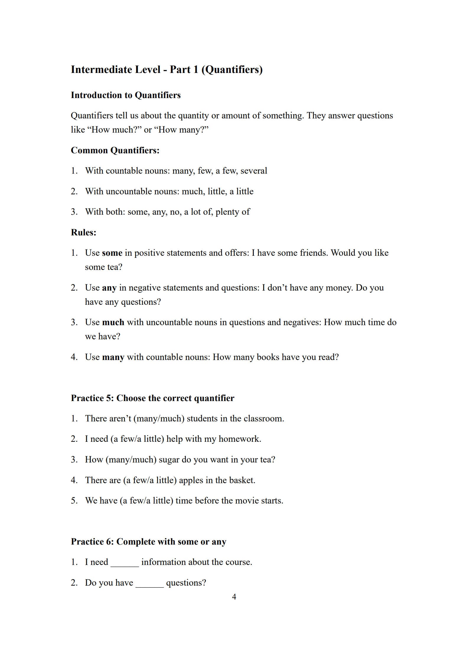 Determiners Worksheet 4