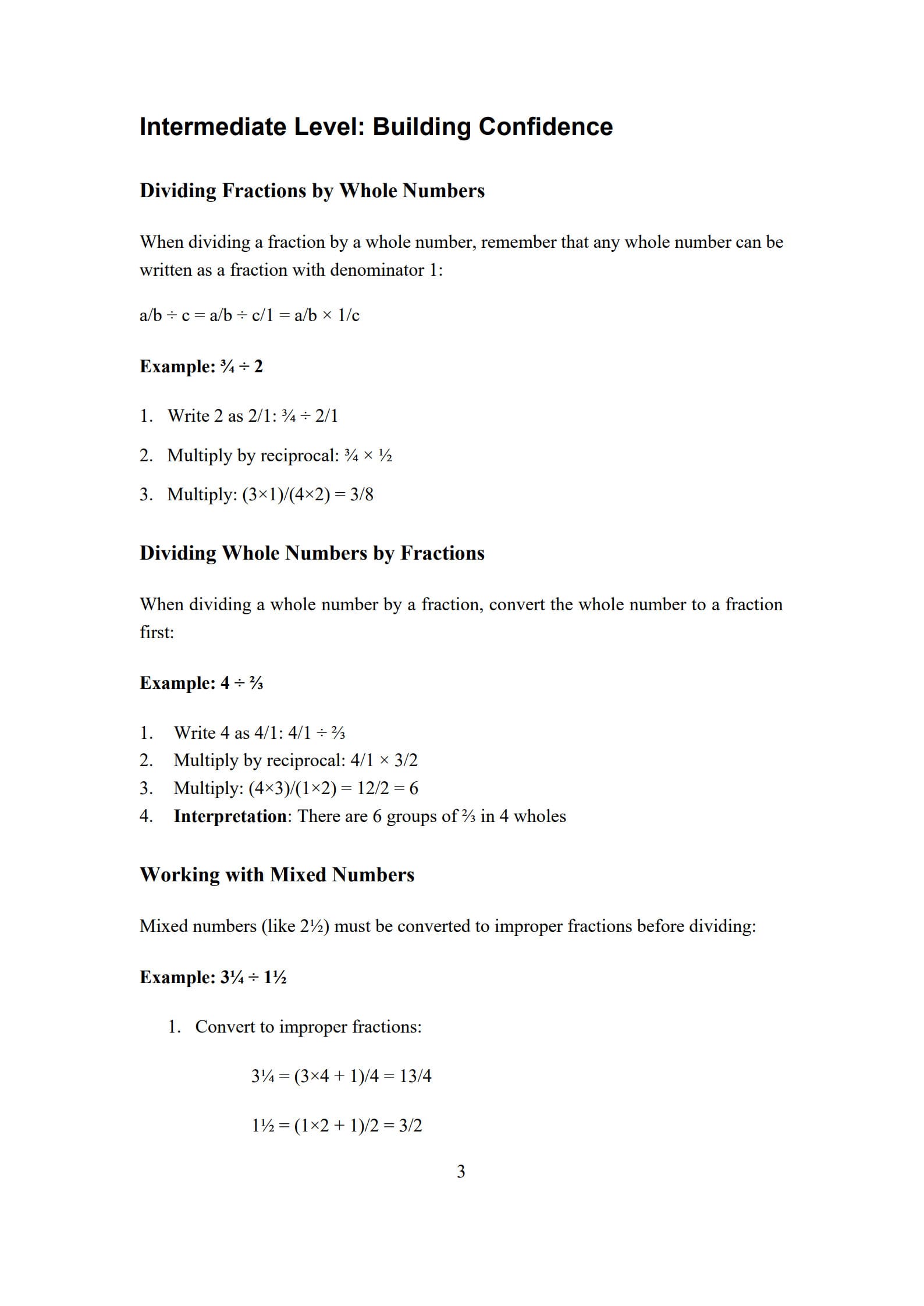 Dividing Fractions Worksheet 3