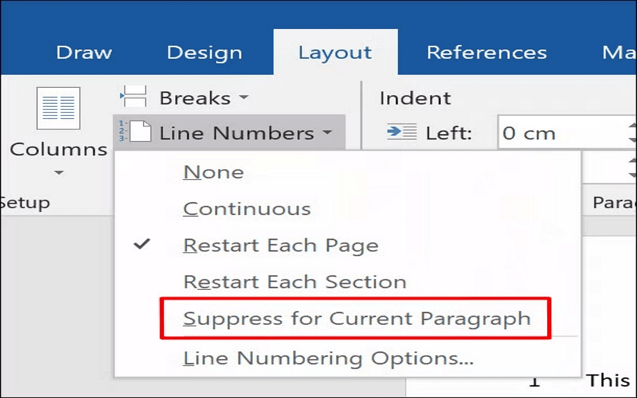 Eliminating Line Numbers from Targeted Paragraphs