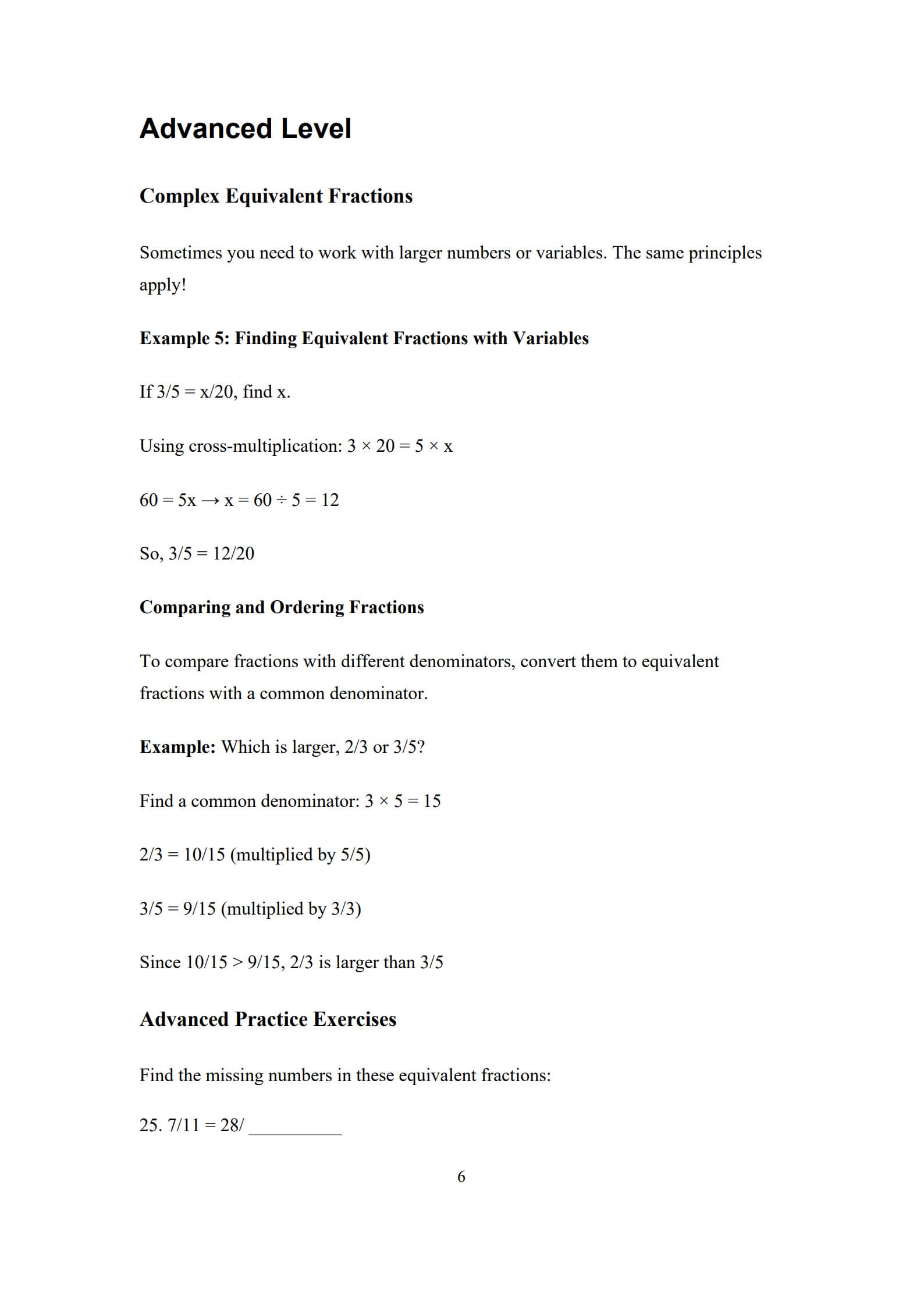 Equivalent Fractions Worksheet 6