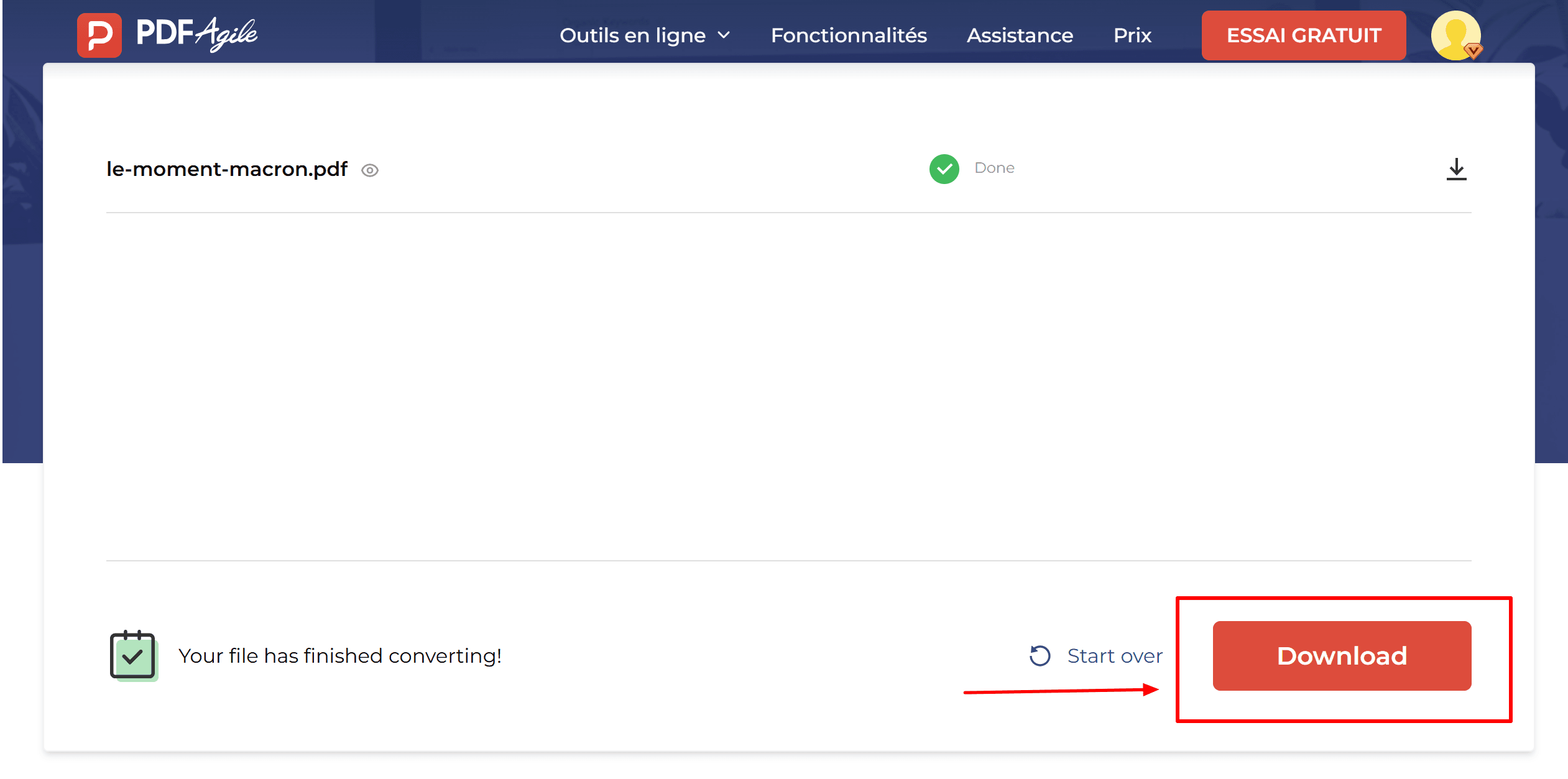 Étapes pour utiliser le convertisseur en ligne de PDF Agile-3