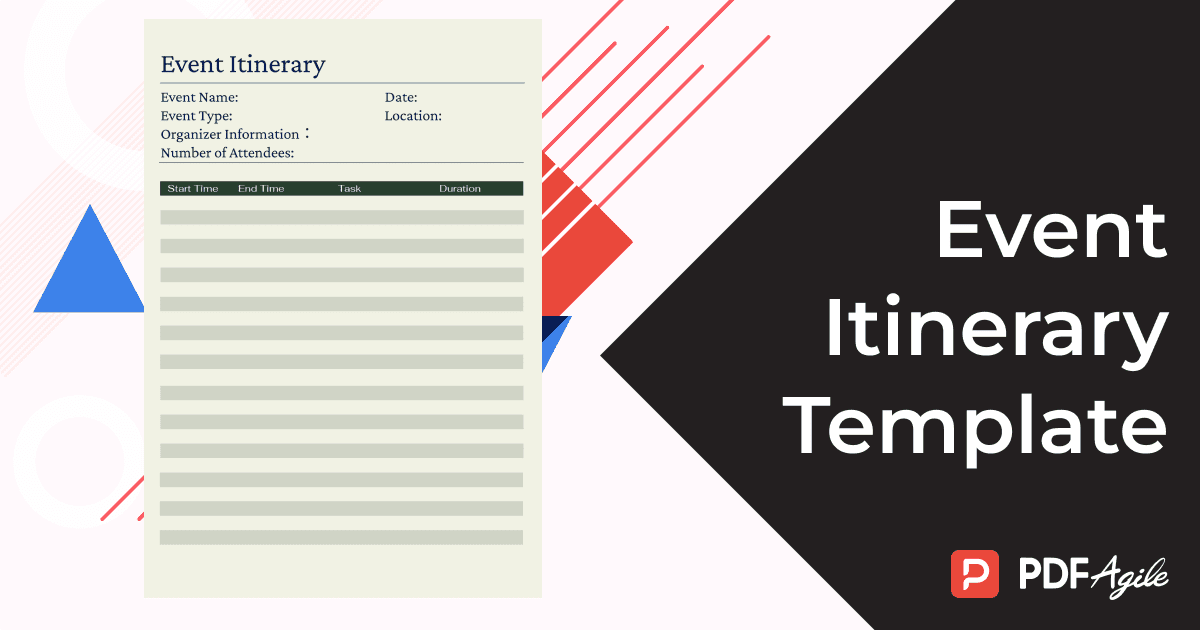 Event Itinerary Template