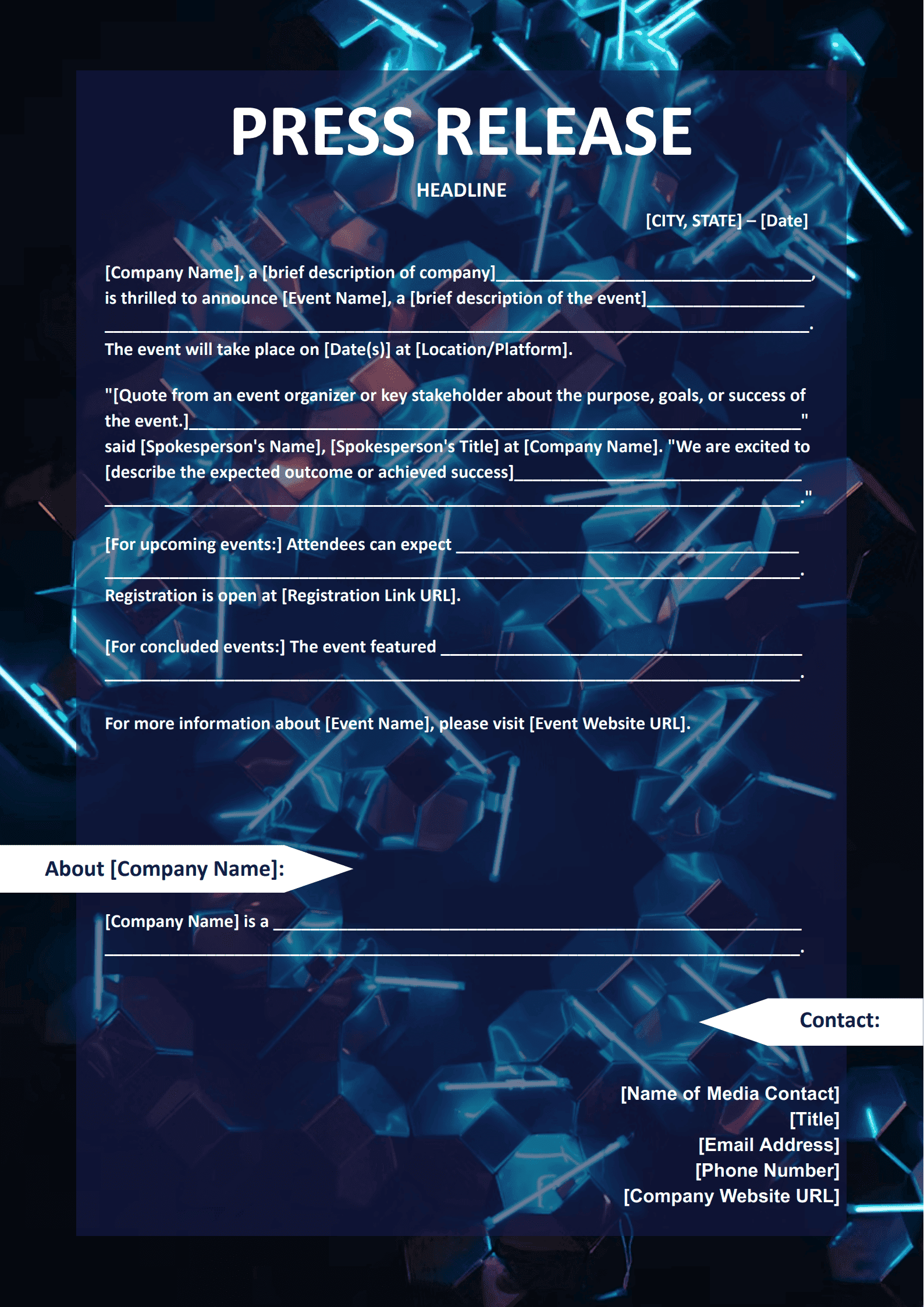 Event Press Release Template