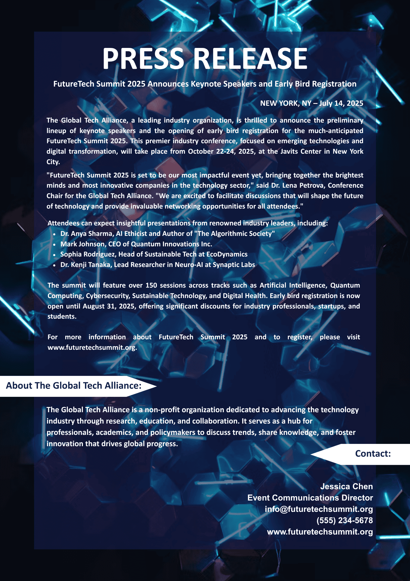 Event Press Release Example