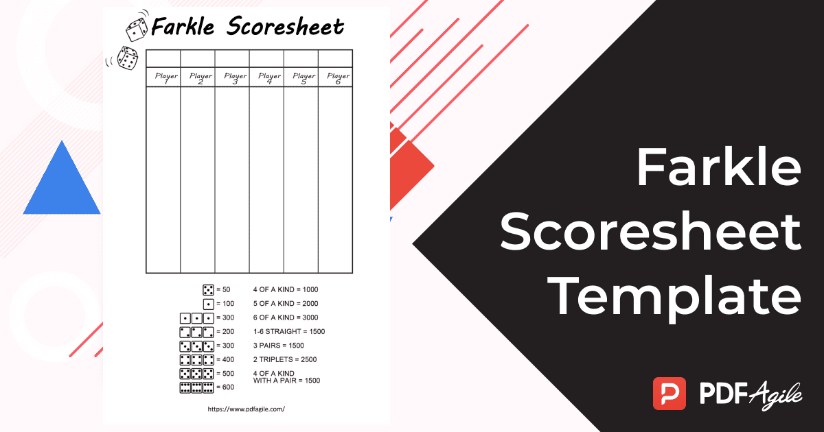 Farkle Scoresheet Template
