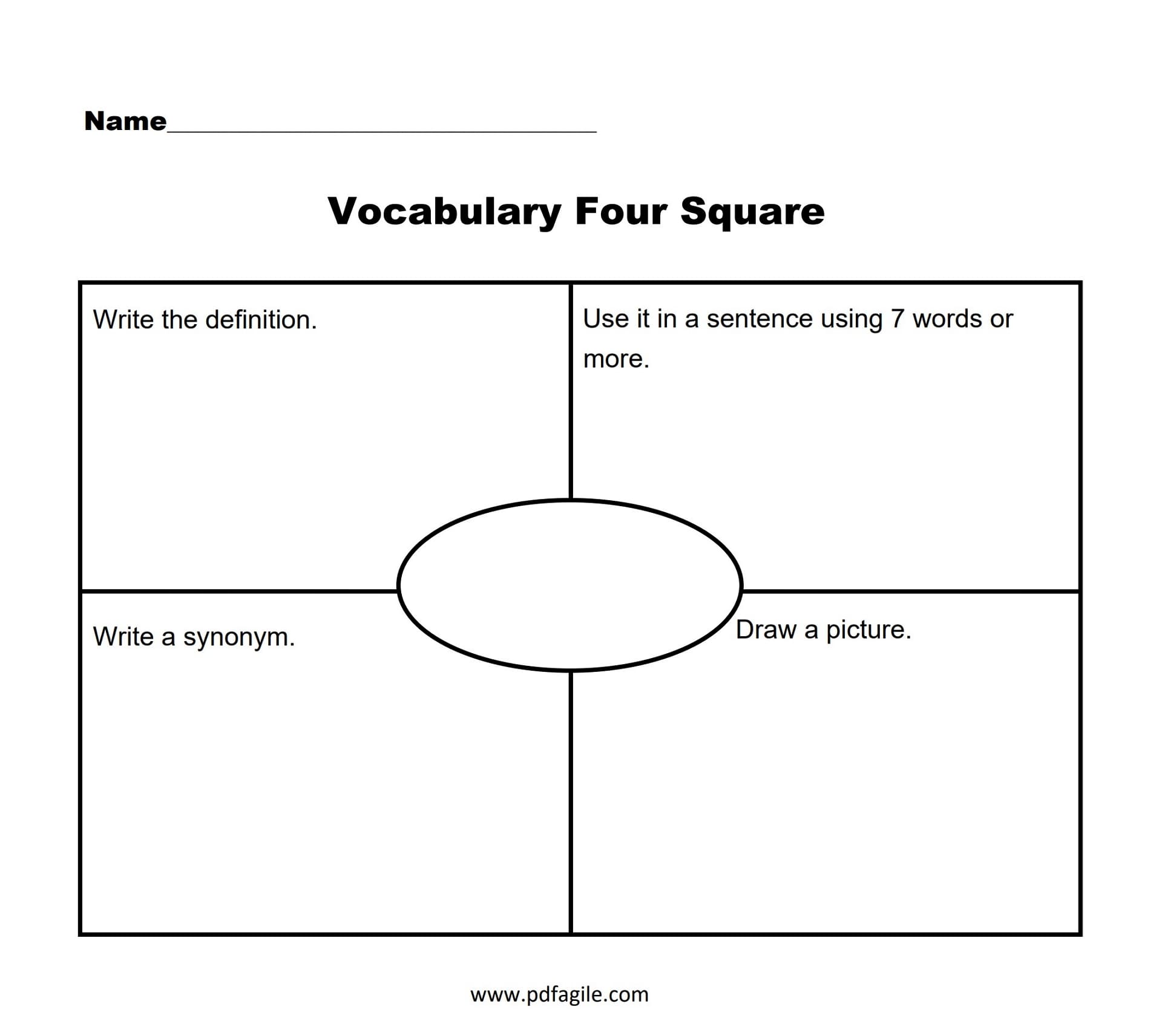 Four Square Vocabulary Graphic Organizer