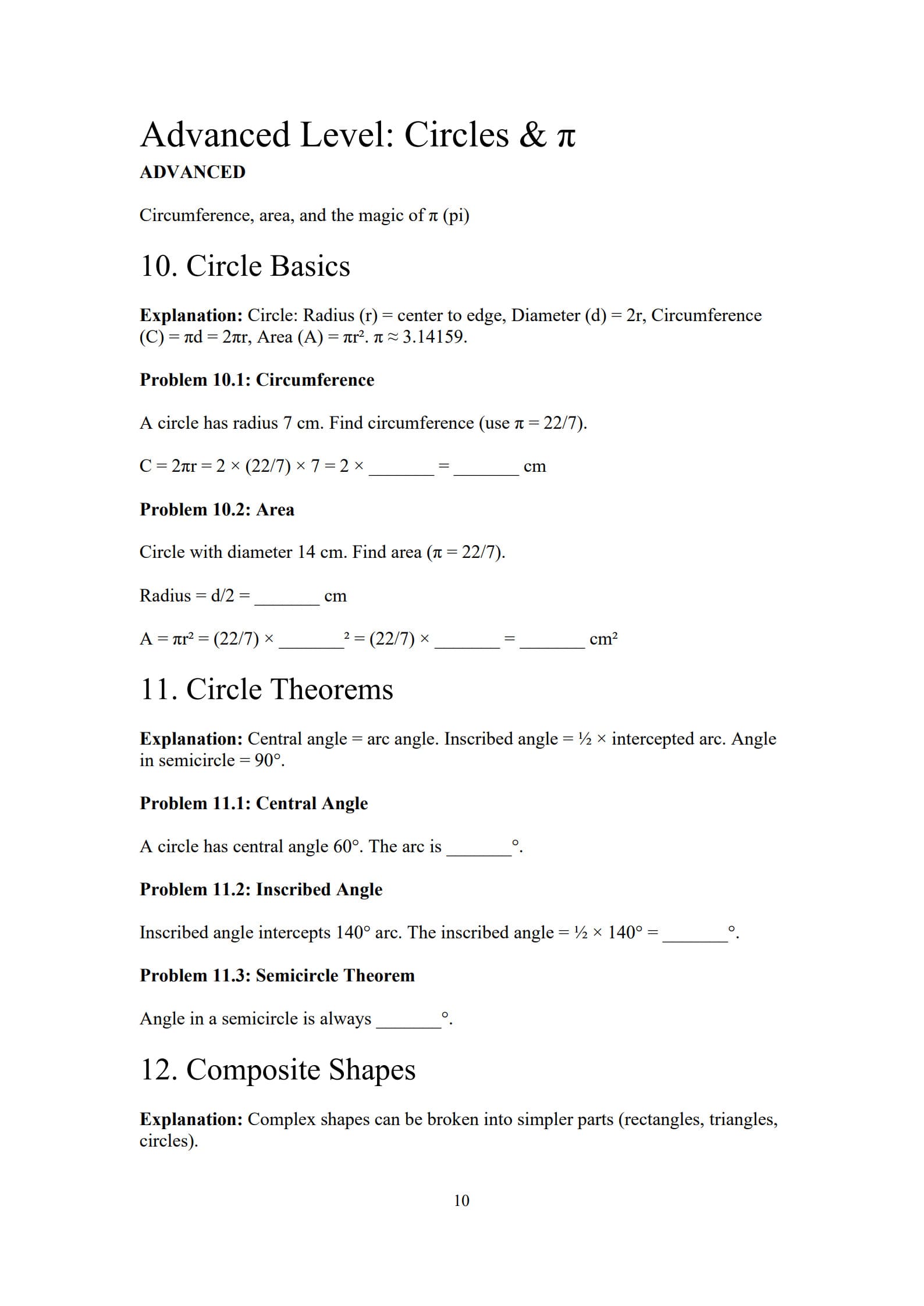 Geometry Worksheet 10