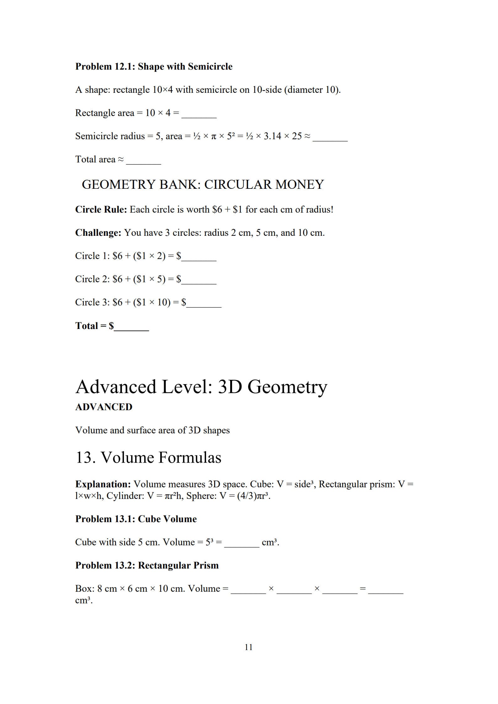 Geometry Worksheet 11